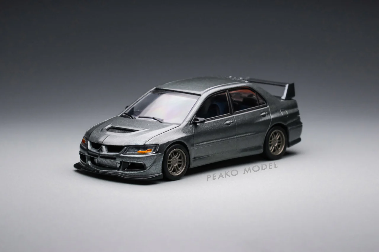 PEAKO64 1/64 Peako Model Mitsubishi 2006 Lancer Evolution VIII GREY with Tuning Parts and Car Park 64101 - Image 2