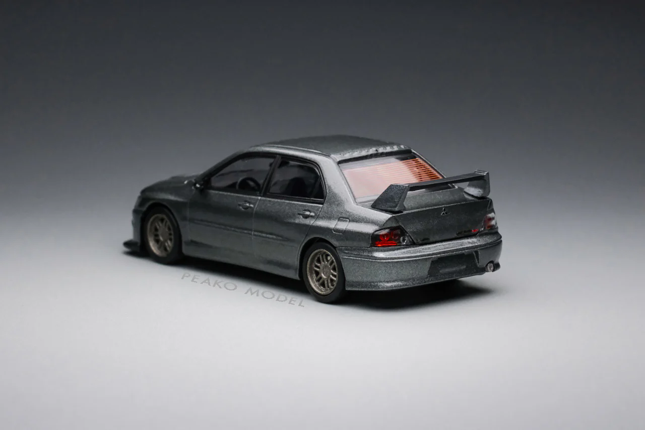 PEAKO64 1/64 Peako Model Mitsubishi 2006 Lancer Evolution VIII GREY with Tuning Parts and Car Park 64101 - Image 4