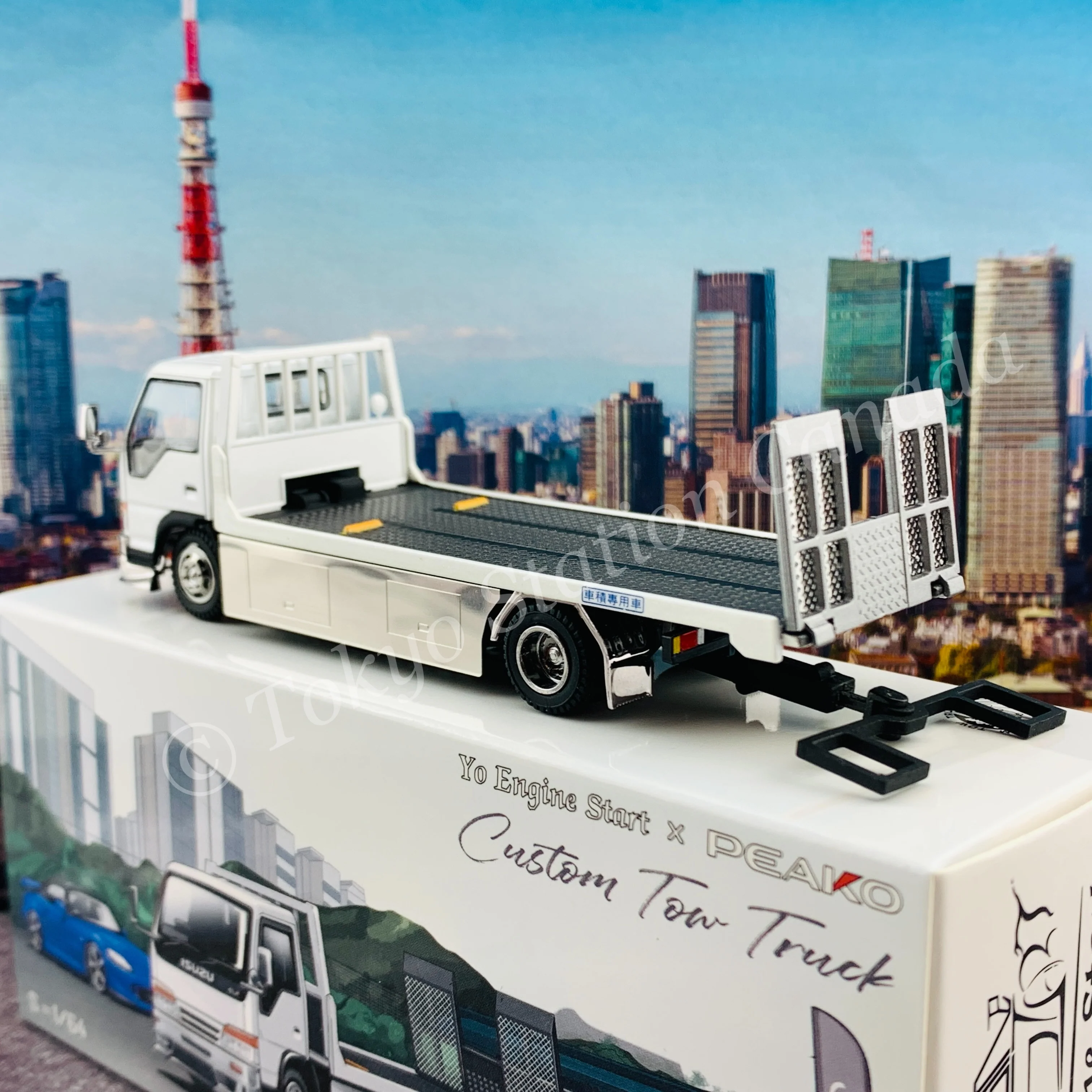 PEAKO64 & YES 1/64 Flatbed Tow Truck White (Version 2) 63510 - Image 4