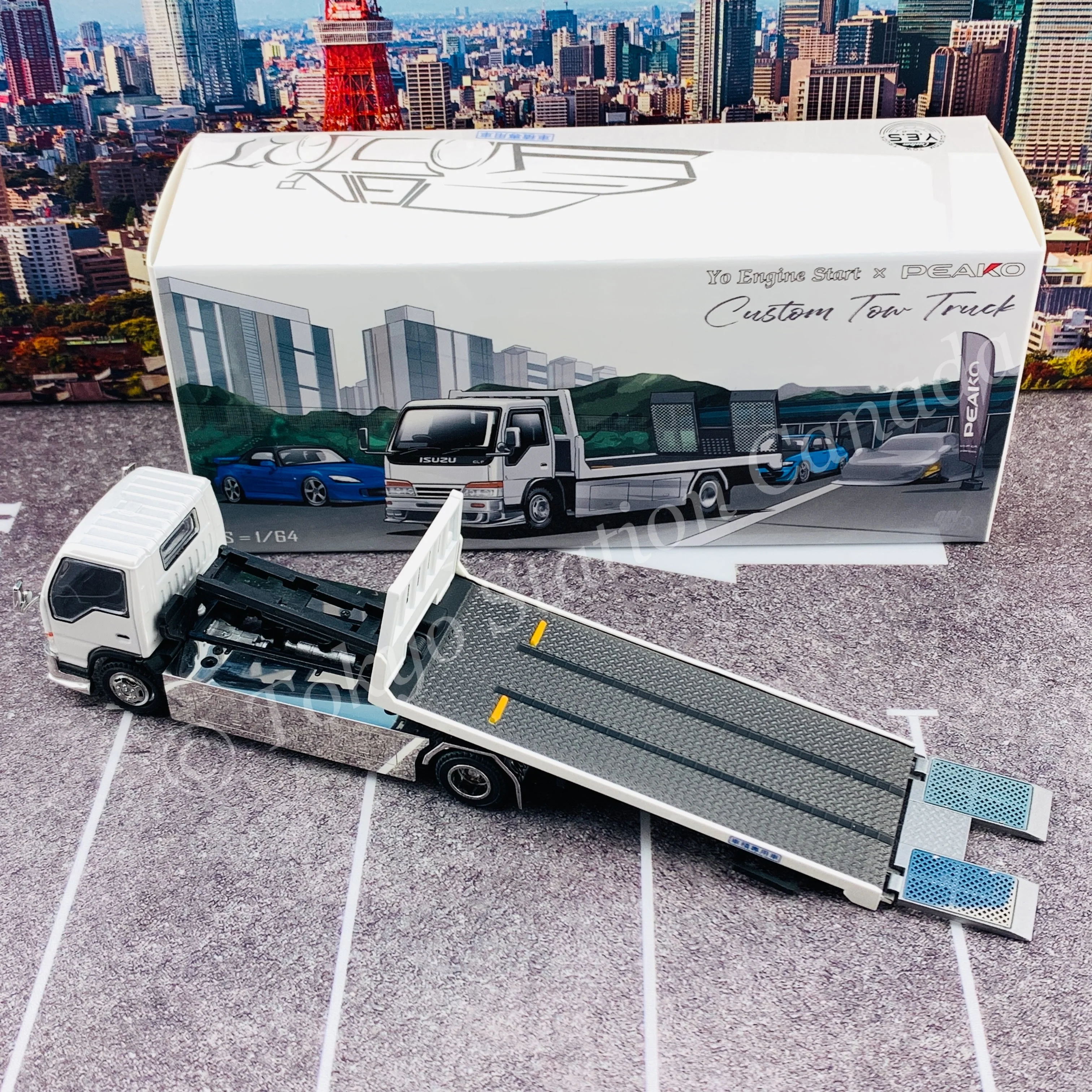 PEAKO64 & YES 1/64 Flatbed Tow Truck White (Version 2) 63510 - Image 5