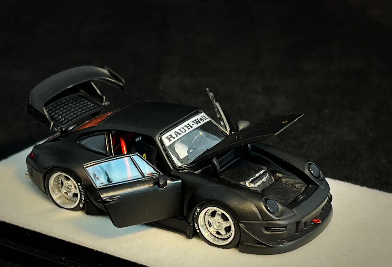 PGM 1/64 RWB 993 Matte Black with Silver Wheel (Rectangular Display Box) - Image 3