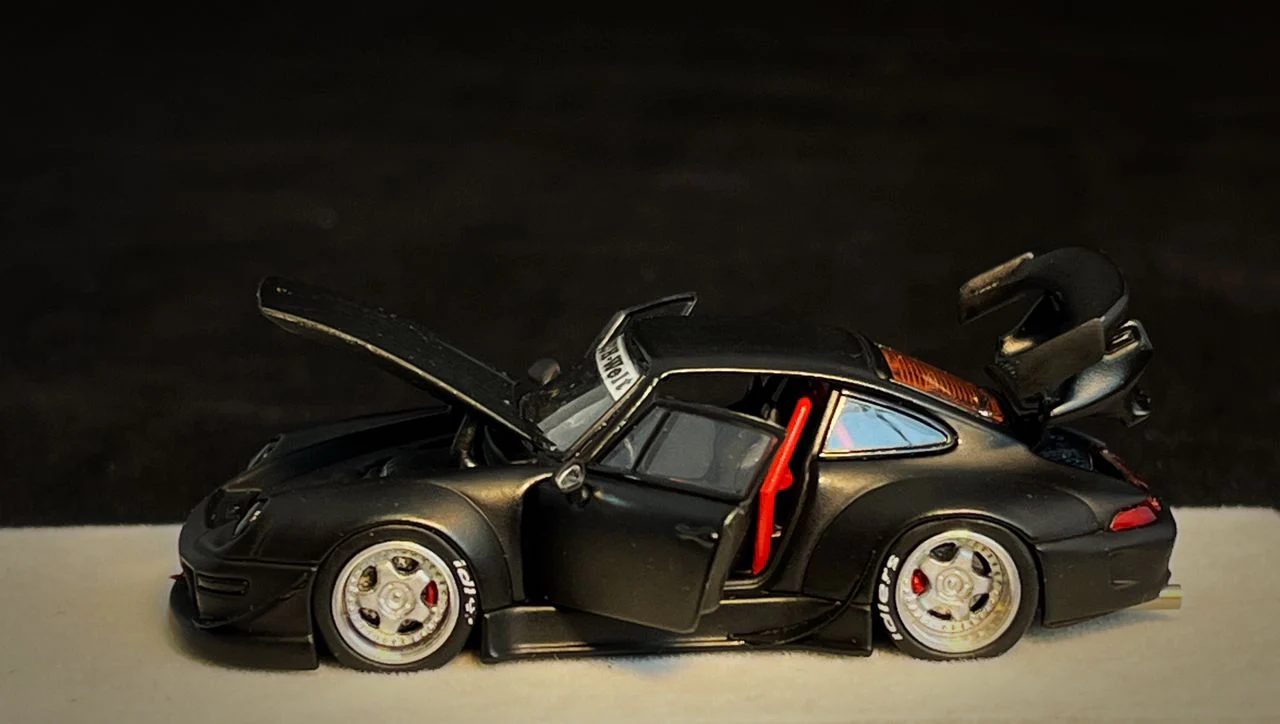 PGM 1/64 RWB 993 Matte Black with Silver Wheel (Rectangular Display Box) - Image 4