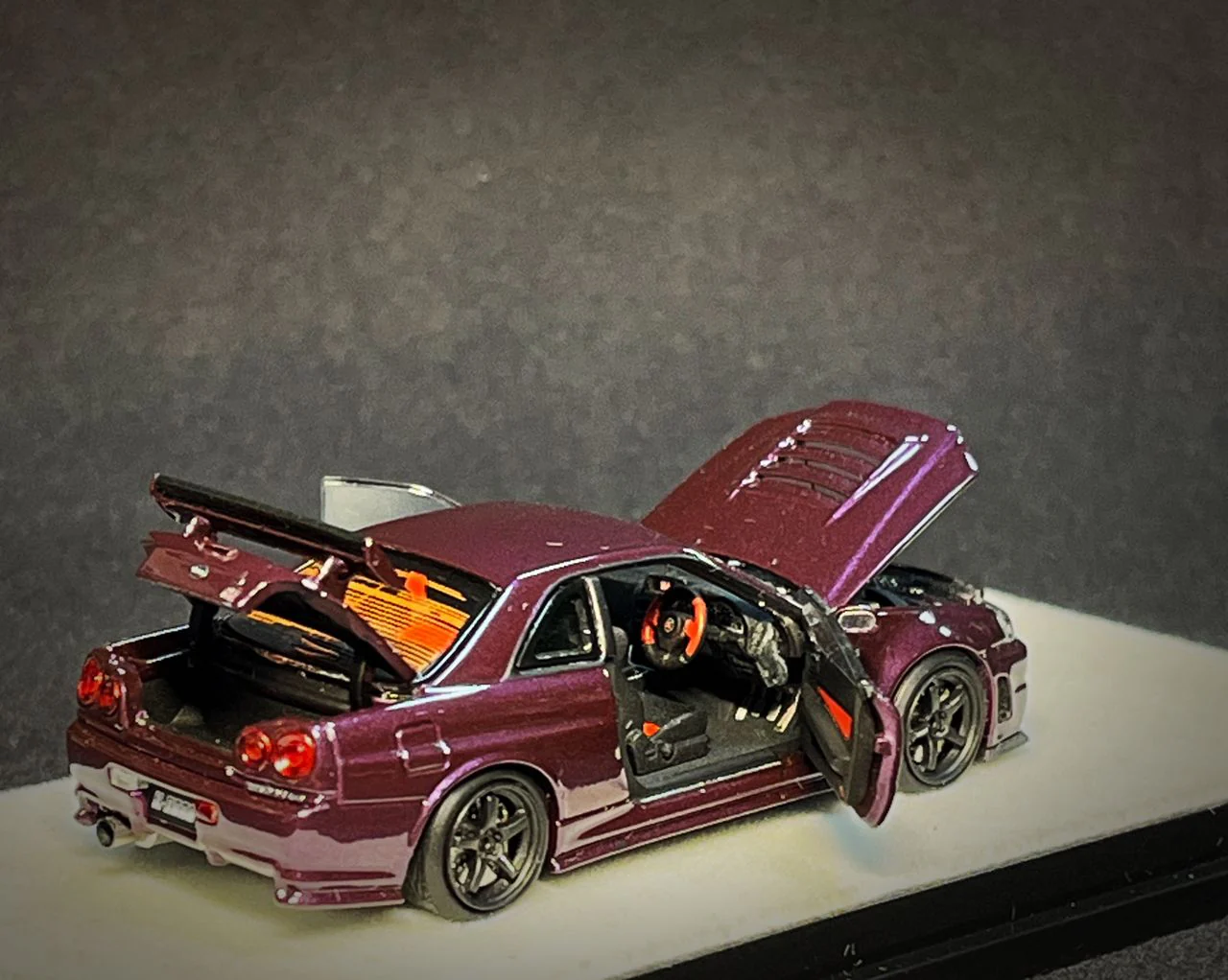 PGM x One Model 1/64 R34 Z Tune Midnight Puprle Fully Opened (A) Ordinary Rectangular Display Box - Image 3