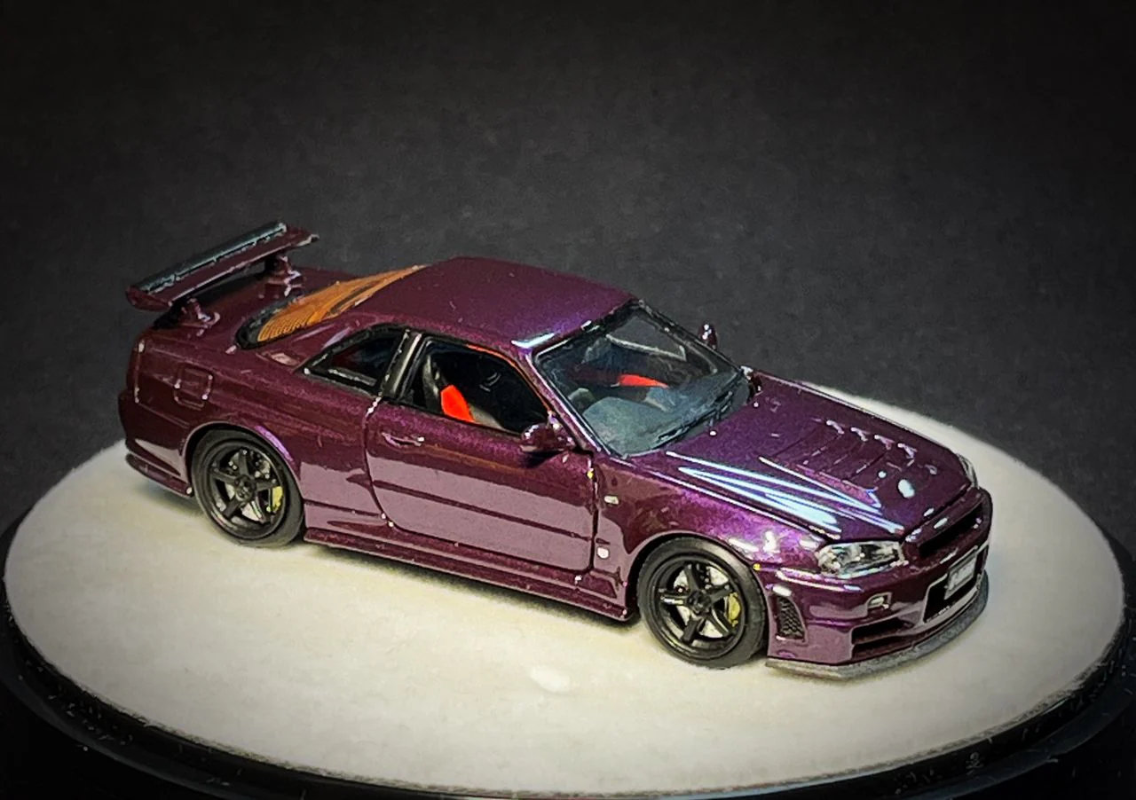PGM x One Model 1/64 R34 Z Tune Midnight Puprle Fully Opened (B) Delux Round Display Box - Image 3