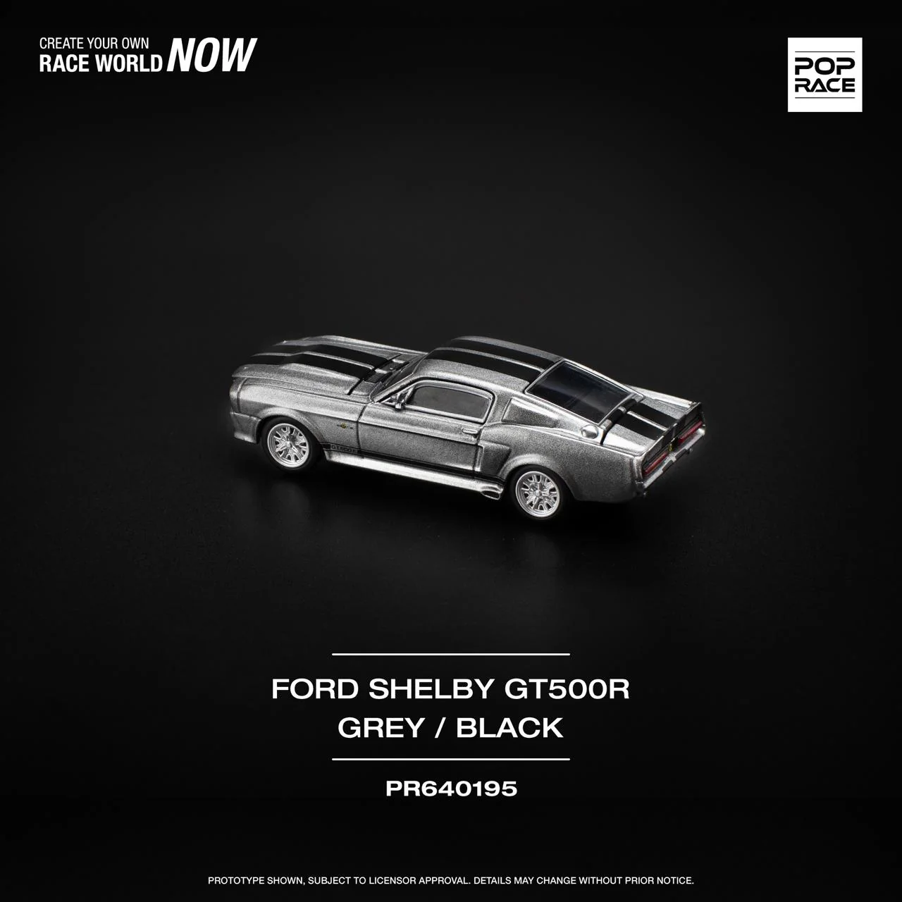 POPRACE 1/64  1967 SHELBY MUSTANG GT500 - GREY/BLACK PR640195 - Image 2