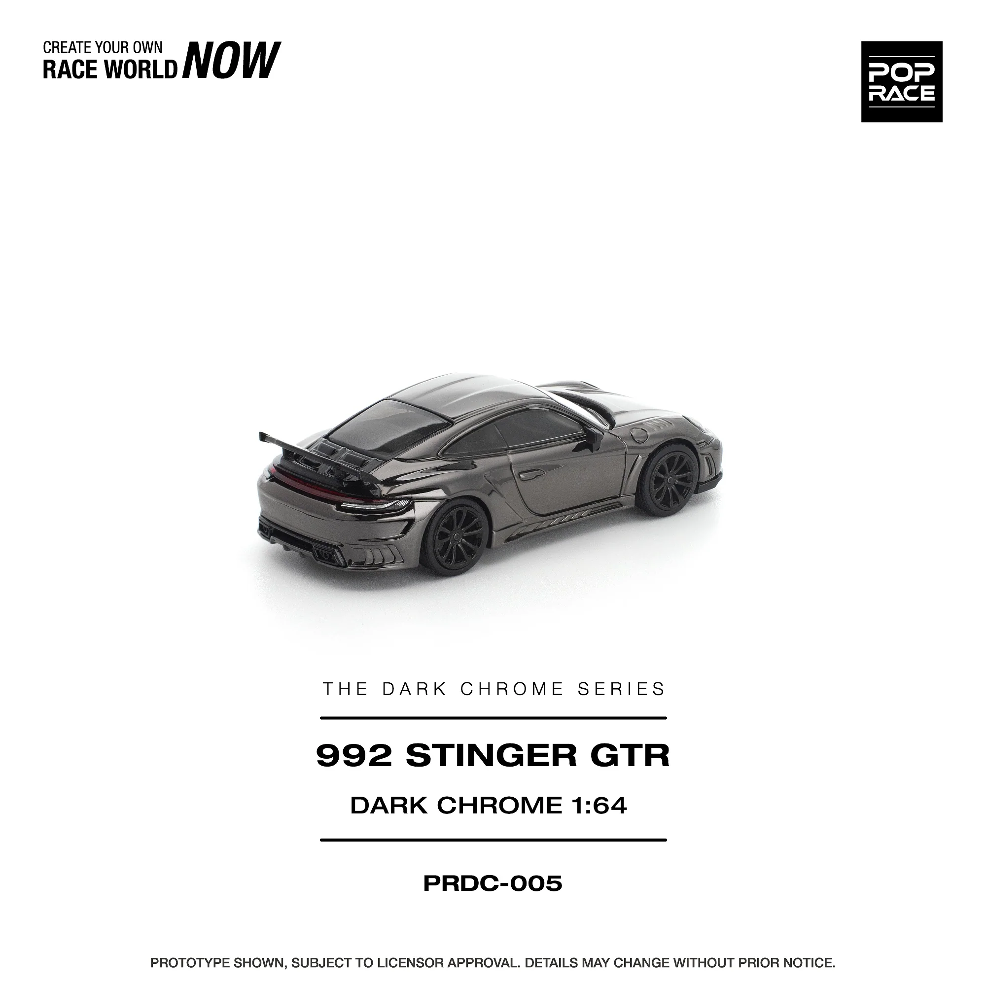 PREORDER POPRACE 1/64 992 STINGER GTR DARK CHROME PRDC005 (Approx. Release Date: Q1 2026 and subject to the manufacturer's final decision) - Image 2
