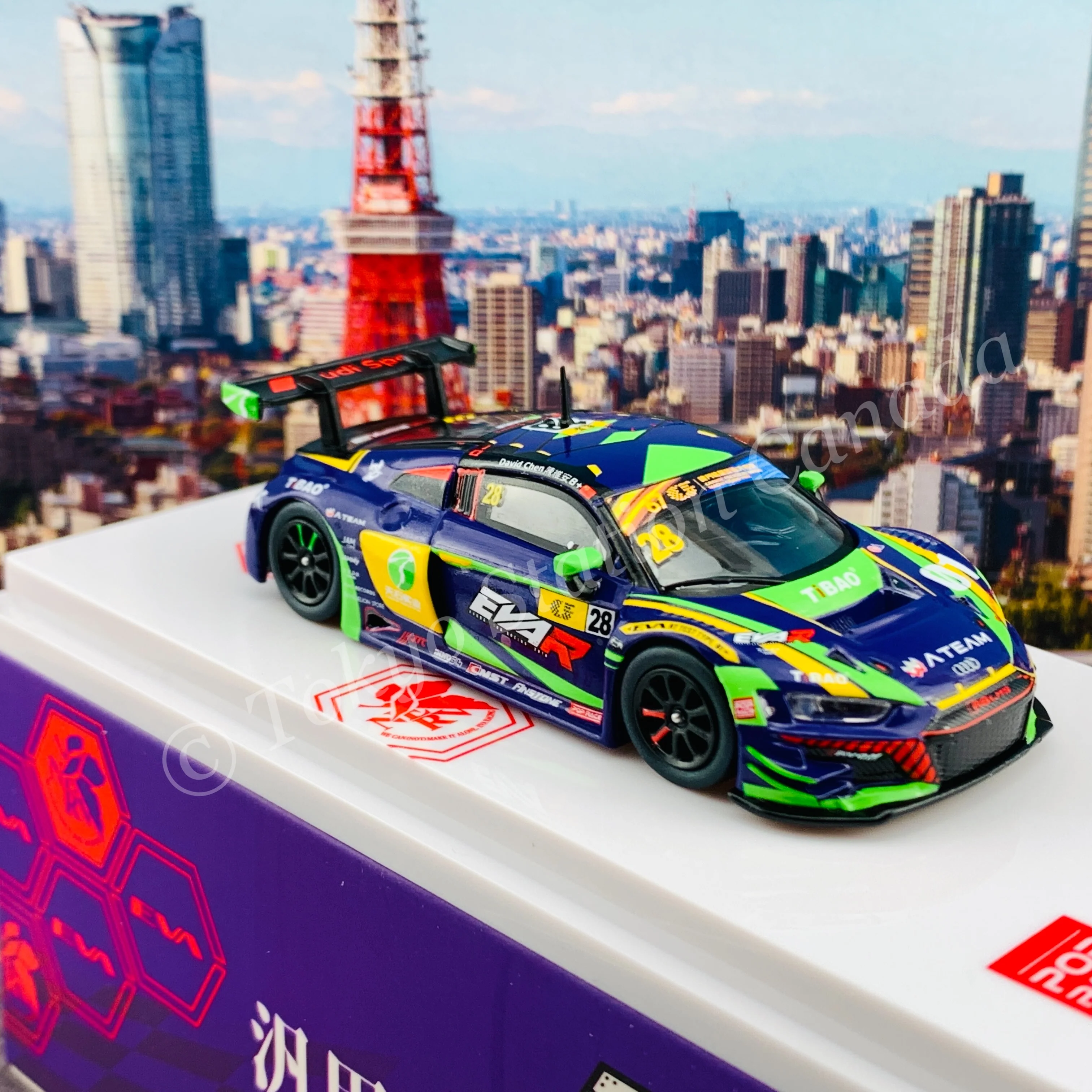 POPRACE 1/64 Audi R8 LMS EVA RT TEST TYPE-01 TSRT R8 Macau GT Cup 2020 David Chen PR64-R8LMS-20MGT28 - Image 7