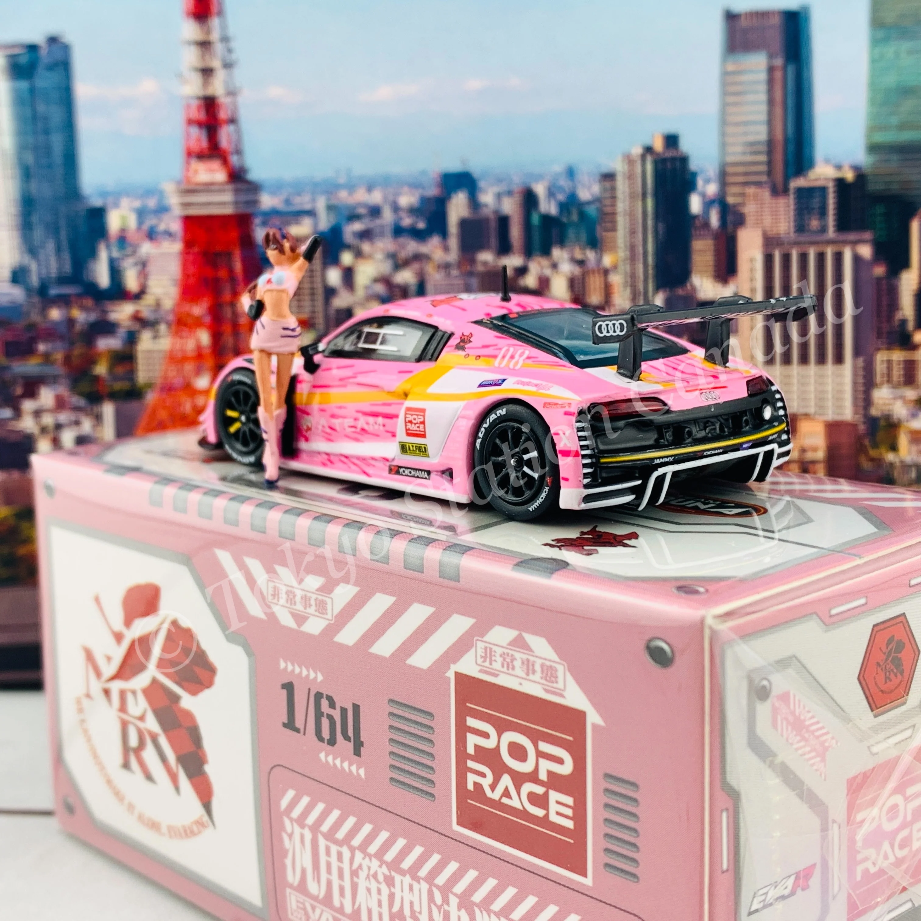POPRACE 1/64 Audi R8 LMS EVA RT Production Model Custom Type-08 X Works with Mari Makinami figure PR64-R8LMS-EVA08 (9588826262297) - Image 5