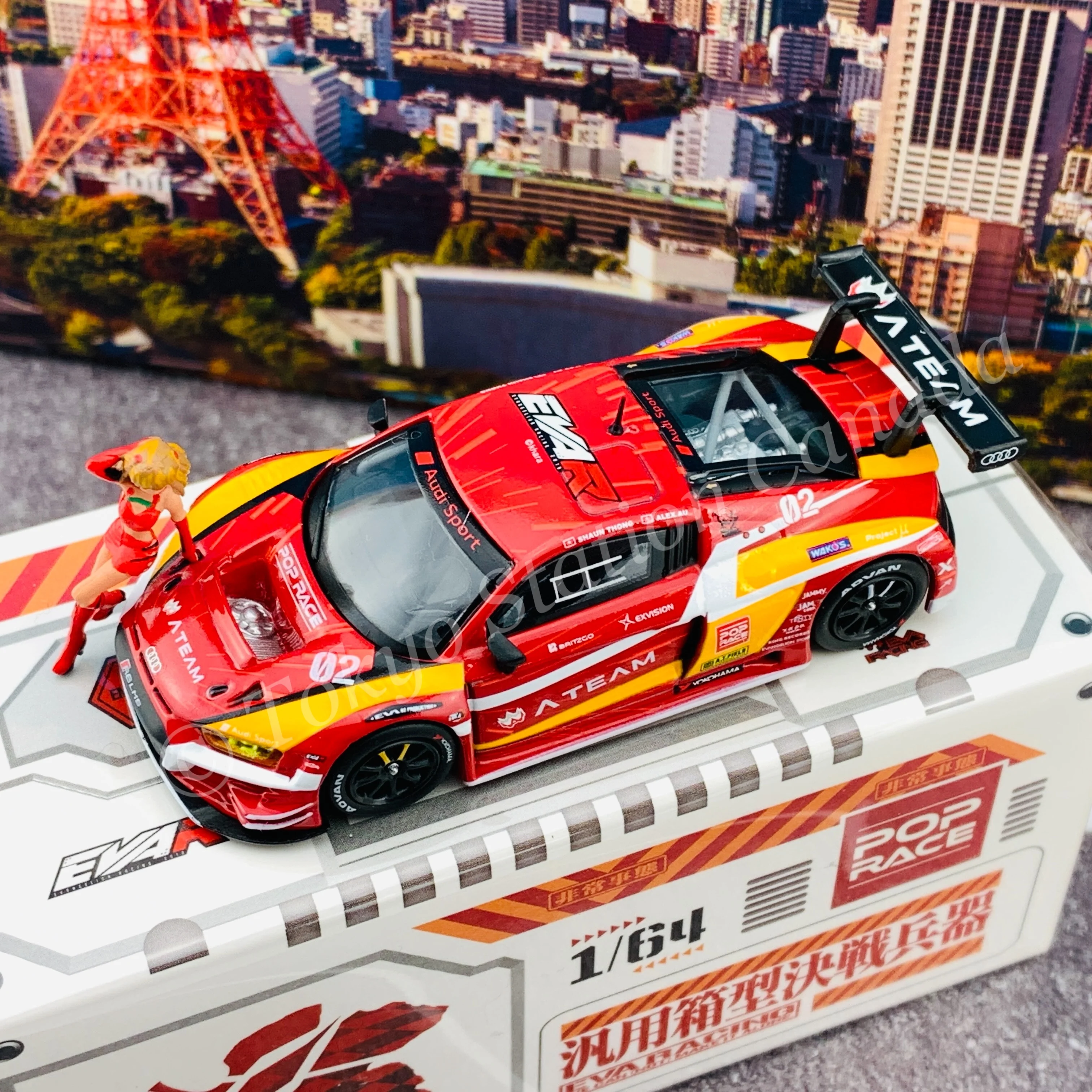 POPRACE 1/64 Audi R8 LMS EVA RT Production Model Type-02 X Works with Race Queen Figure PR64-R8LMS-EVA02 (9588826261931) - Image 4