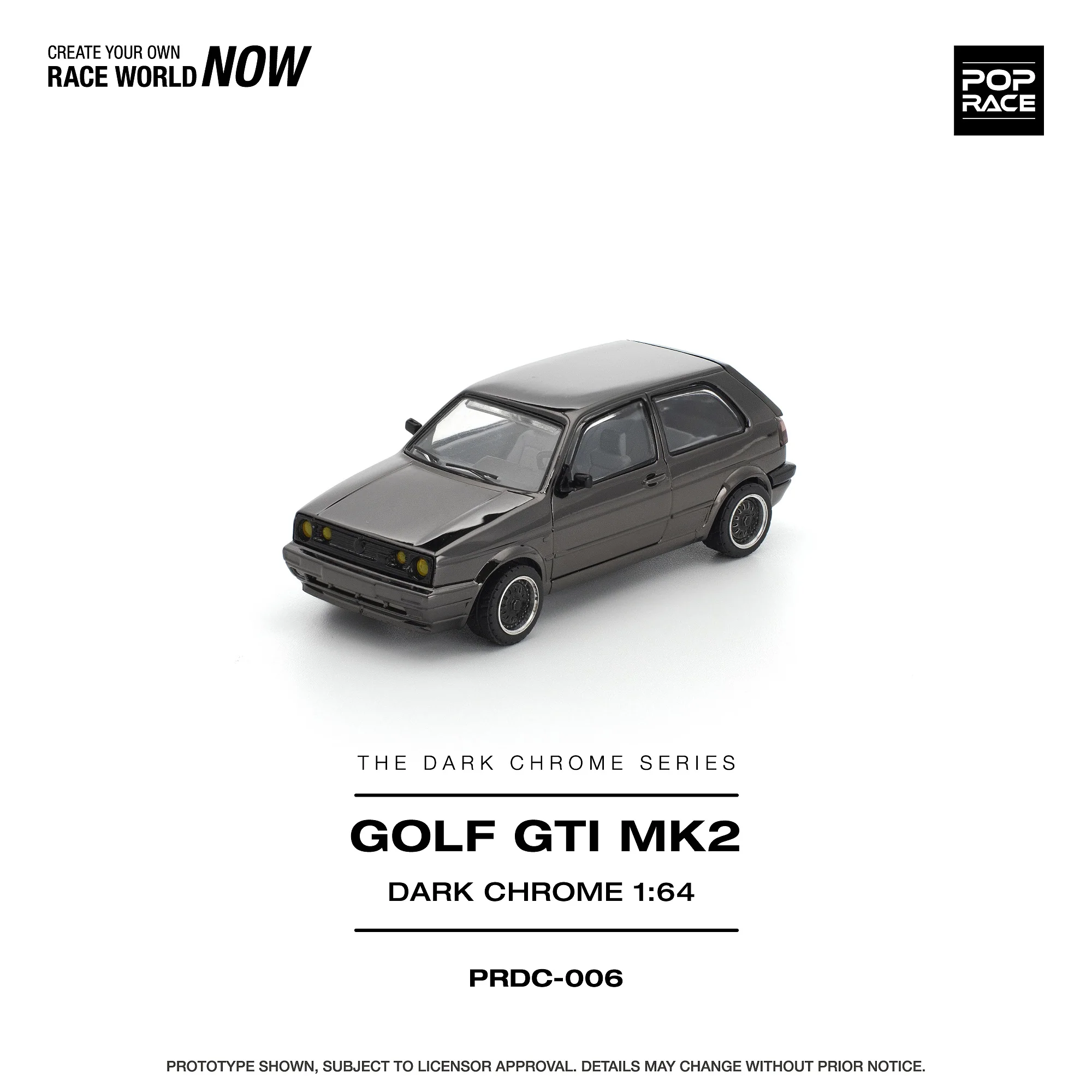 PREORDER POPRACE 1/64 GOLF GTI MK2 DARK CHROME PRDC006 (Approx. Release Date: Q1 2026 and subject to the manufacturer's final decision) - Image 2