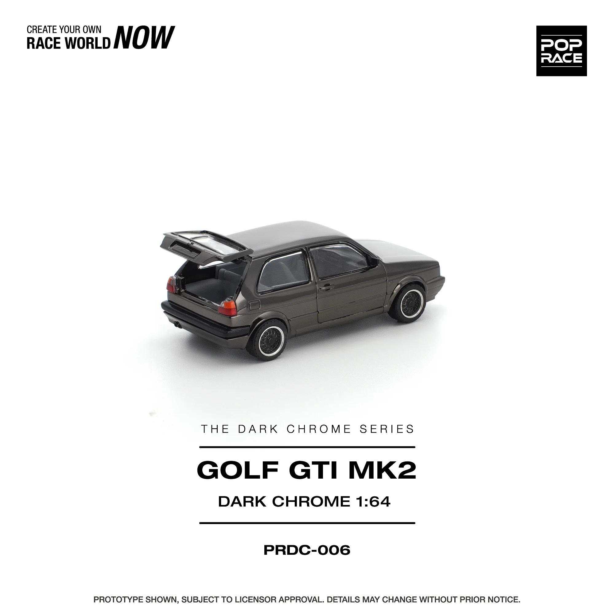 PREORDER POPRACE 1/64 GOLF GTI MK2 DARK CHROME PRDC006 (Approx. Release Date: Q1 2026 and subject to the manufacturer's final decision) - Image 3