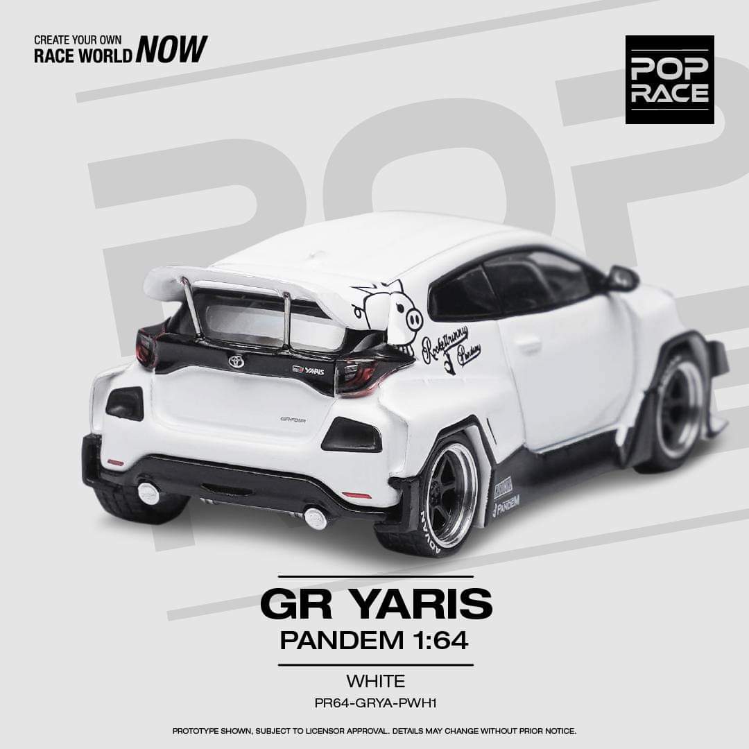 POPRACE 1/64 GR Yaris Pandem White PR64-GRYA-PWHI - Image 2