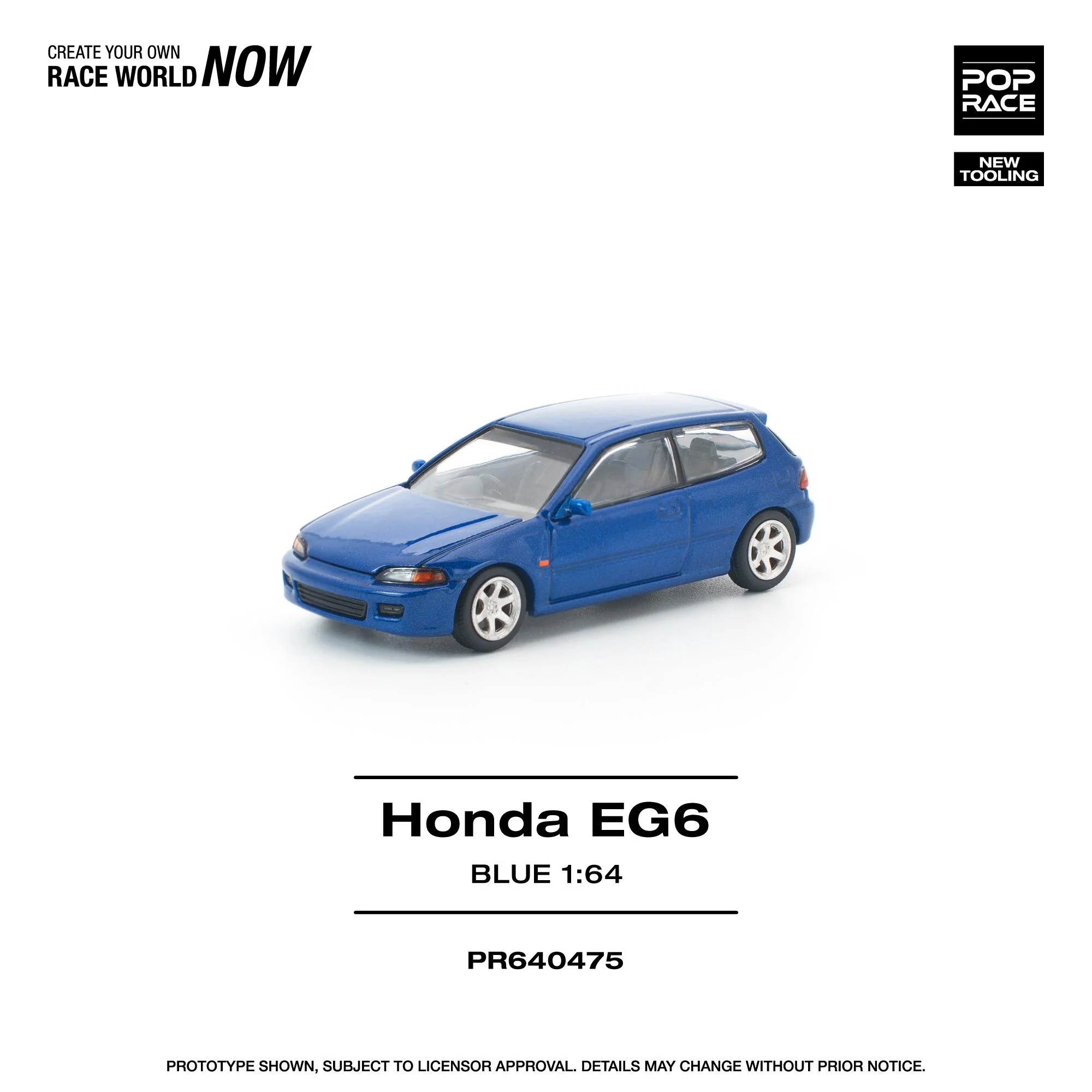 PREORDER POPRACE 1/64 HONDA CIVIC (EG6) CAPTIVA BLUE PR640475 (Approx. Release Date: Q3 2026 and subject to the manufacturer's final decision) - Image 3