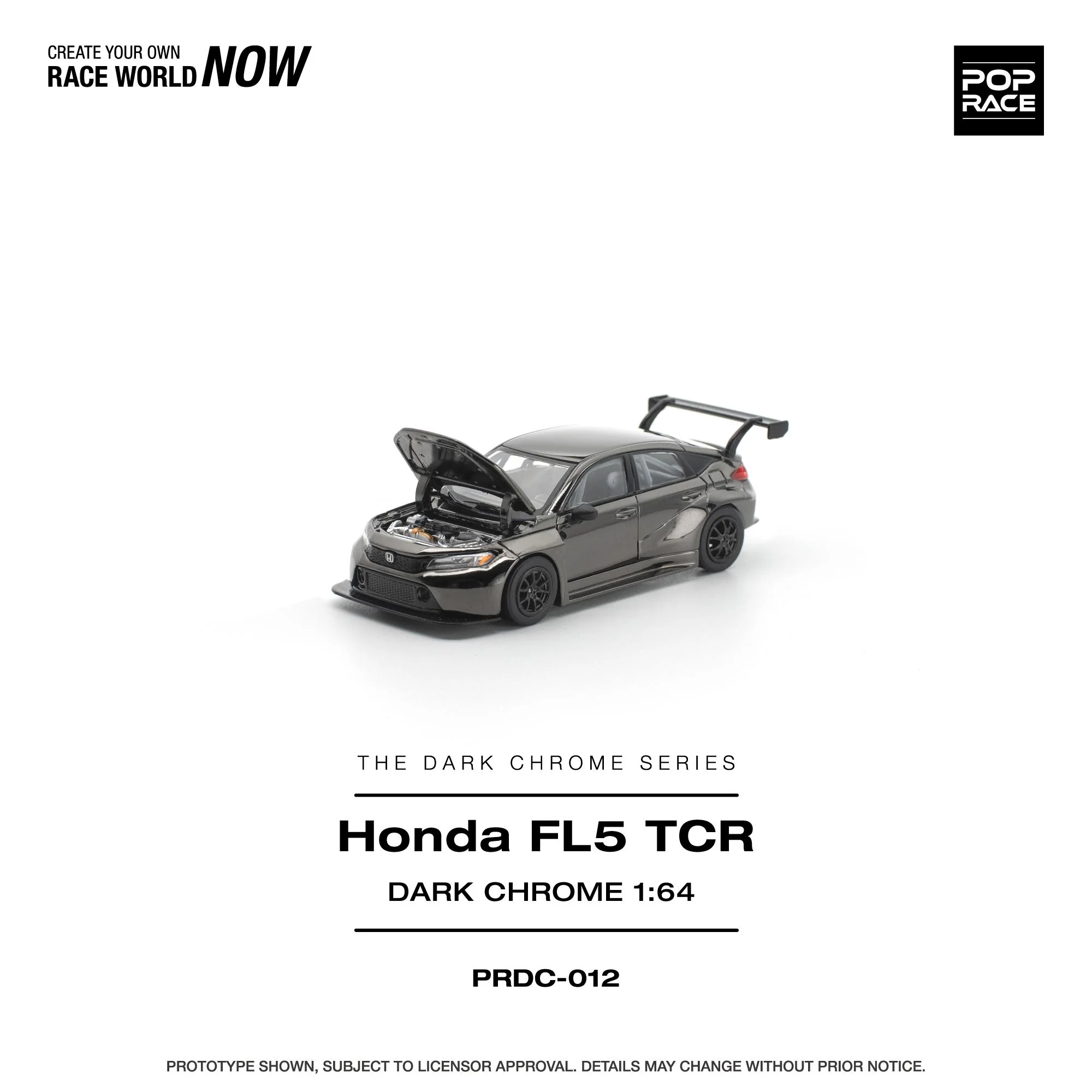 PREORDER POPRACE 1/64 HONDA CIVIC FL5 TCR DARK CHROME PRDC012 (Approx. Release Date: Q1 2026 and subject to the manufacturer's final decision) - Image 2