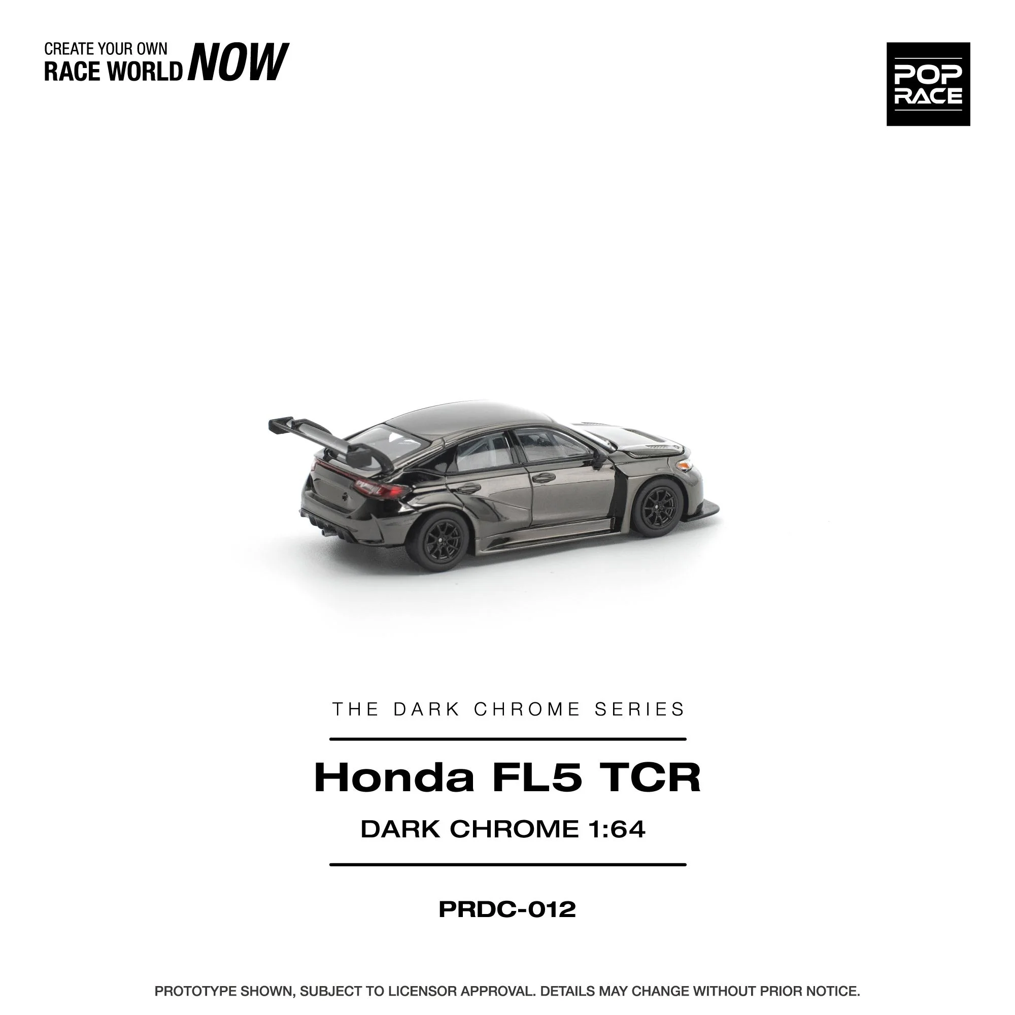 PREORDER POPRACE 1/64 HONDA CIVIC FL5 TCR DARK CHROME PRDC012 (Approx. Release Date: Q1 2026 and subject to the manufacturer's final decision) - Image 3
