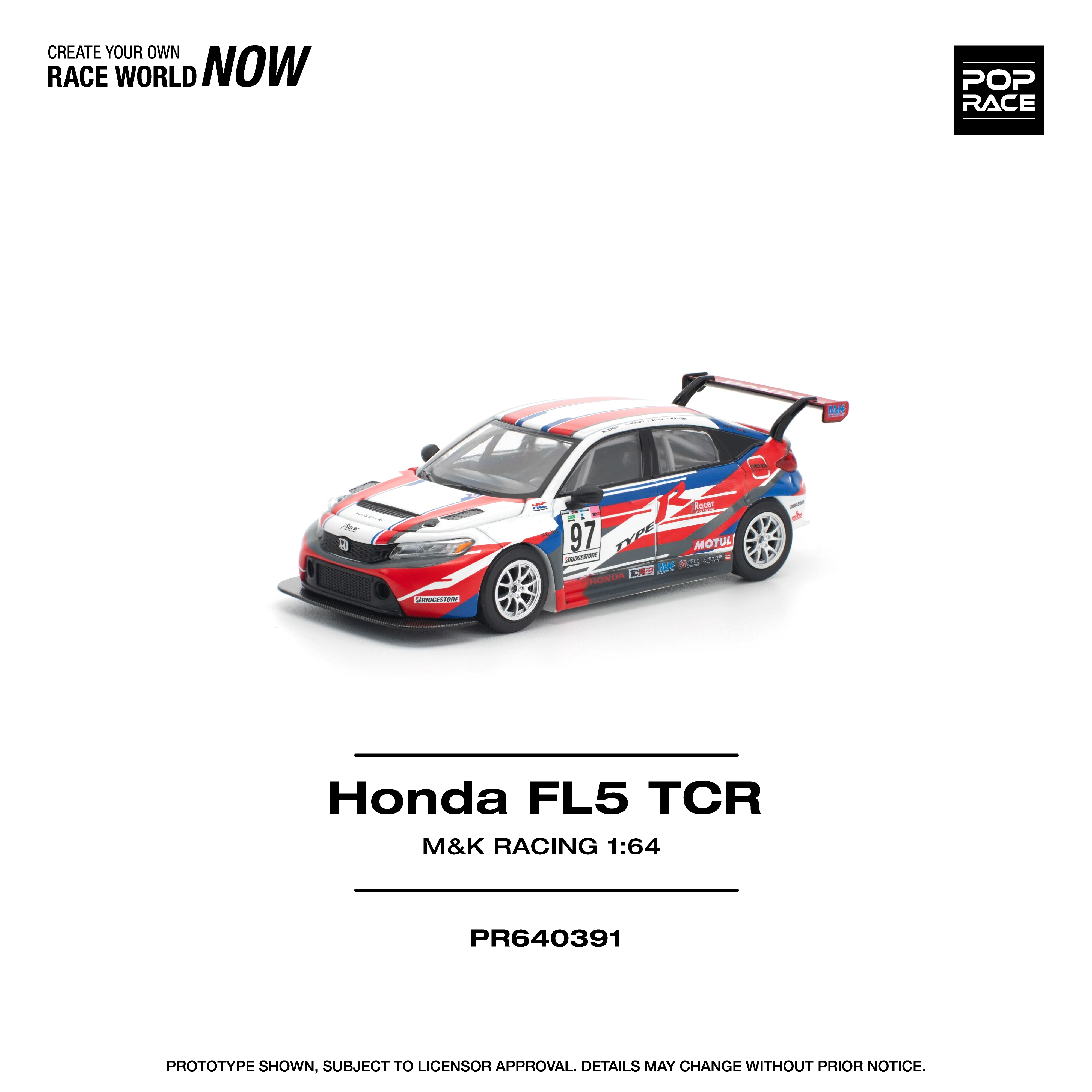 PREORDER POPRACE 1/64 HONDA CIVIC TYPE-R (FL5) TCR - M&K RACING PR640391 (Approx. Release Date: Q1 2026 and subject to the manufacturer's final decision) - Image 3