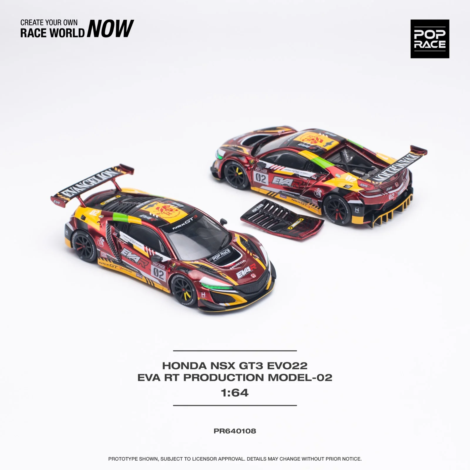 POPRACE 1/64 Honda NSX GT3 Evo22 - EVA RT Production Model-02 PR640108 - Image 4