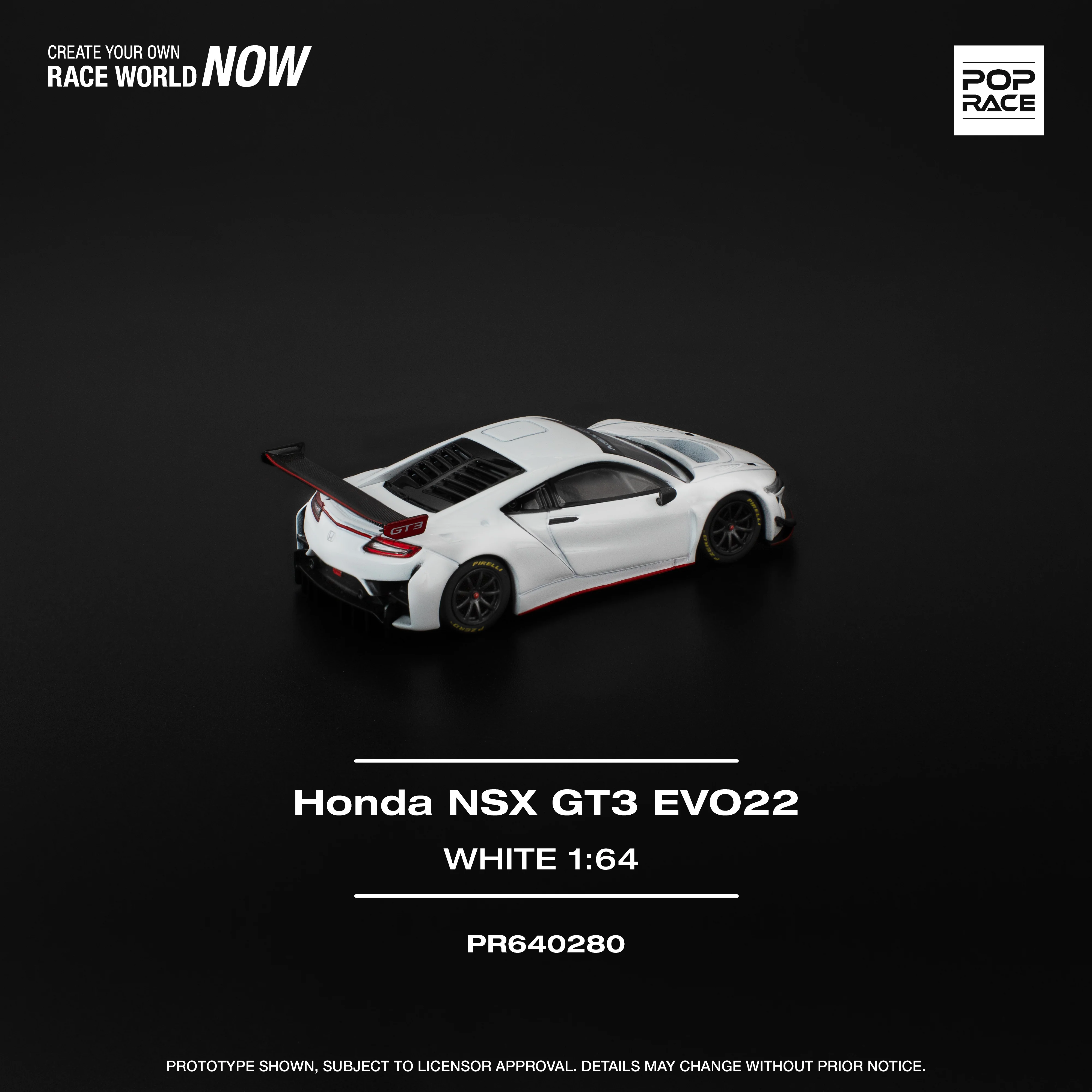 PREORDER POPRACE 1/64 HONDA NSX GT3 EVO22 - WHITE PR640280 (Approx. Release Date: Q3 2025 and subject to the manufacturer's final decision) - Image 2