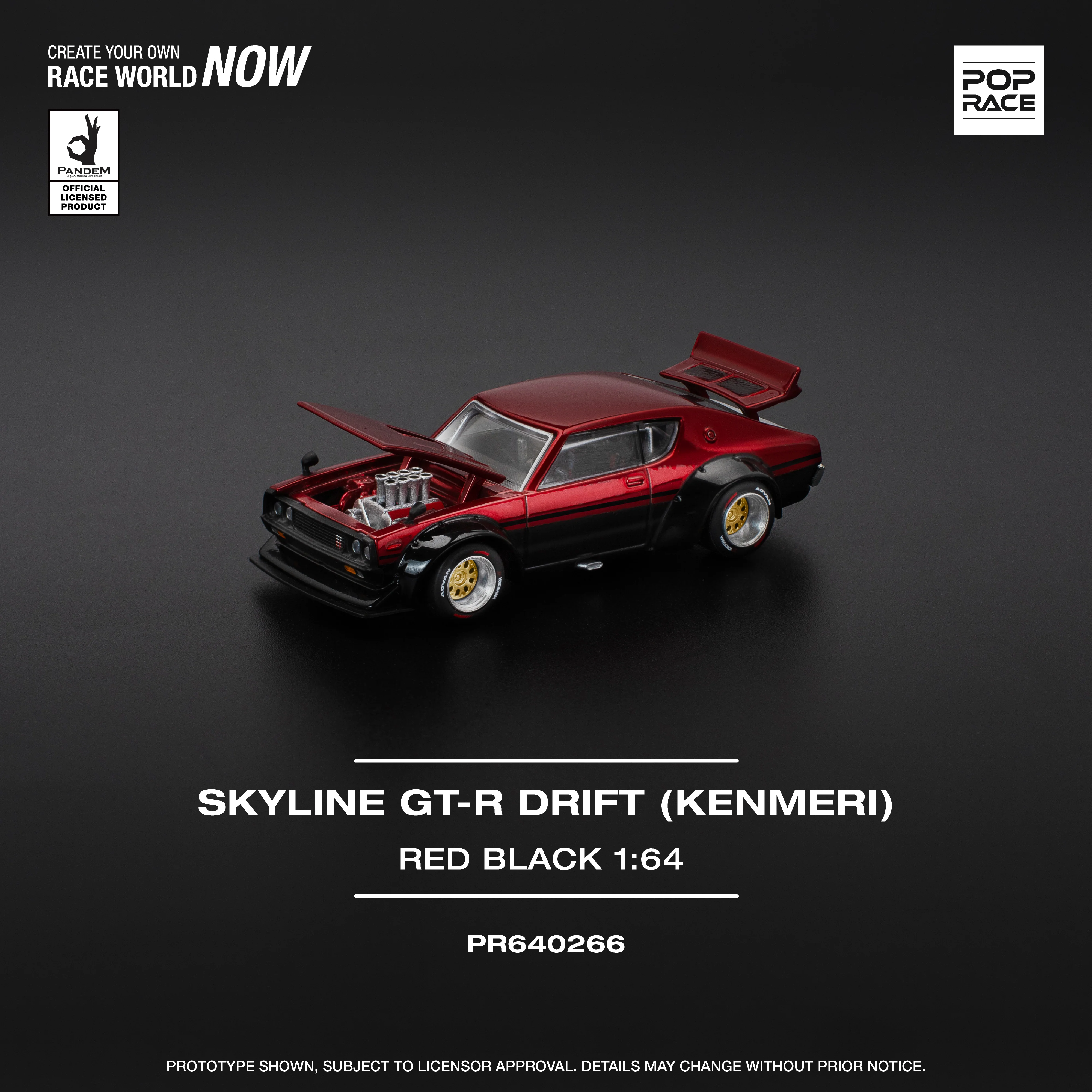PREORDER POPRACE 1/64 KPGC110 KENMERI - RED/BLACK PR640266 (Approx. Release Date: Q3 2025 and subject to the manufacturer's final decision) - Image 2