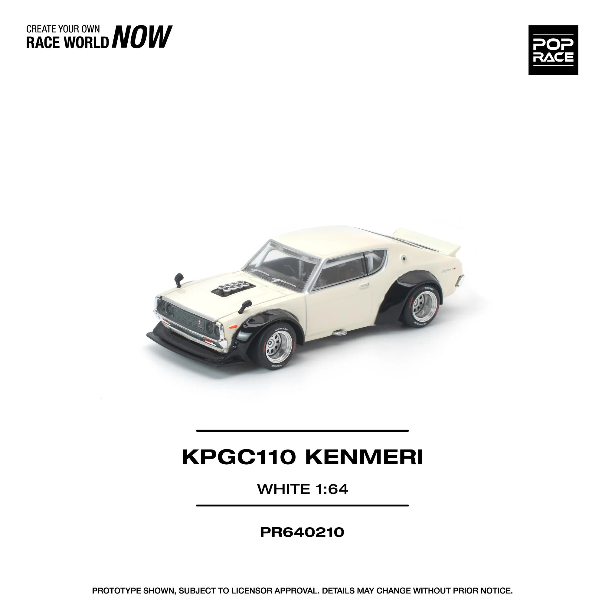 PREORDER POPRACE 1/64 KPGC110 KENMERI WHITE PR640210 (Approx. Release Date: Q3 2026 and subject to the manufacturer's final decision) - Image 2