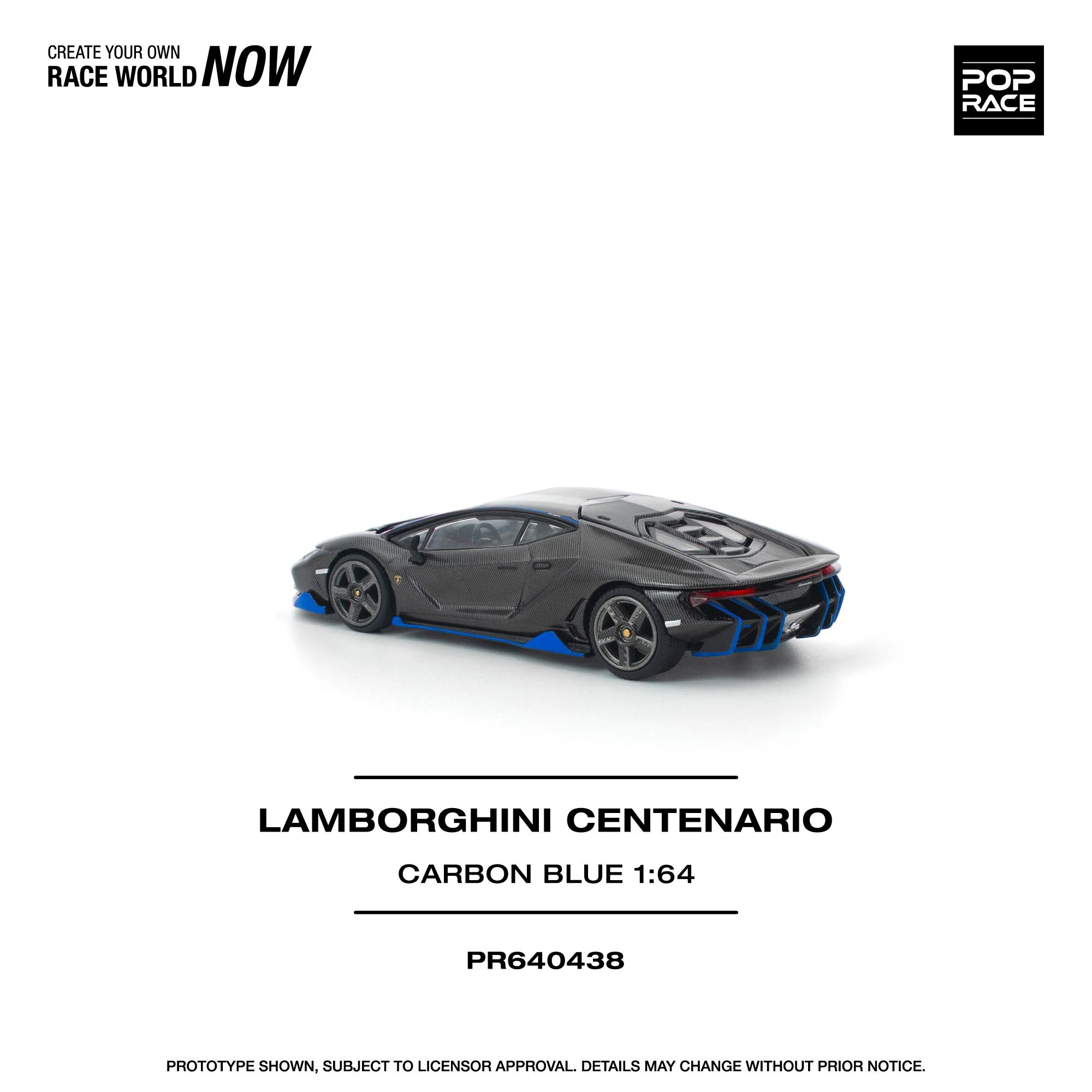 PREORDER POPRACE 1/64 LAMBORGHINI CENTENARIO CARBON BLUE PR640438 (Approx. Release Date: Q3 2026 and subject to the manufacturer's final decision) - Image 2