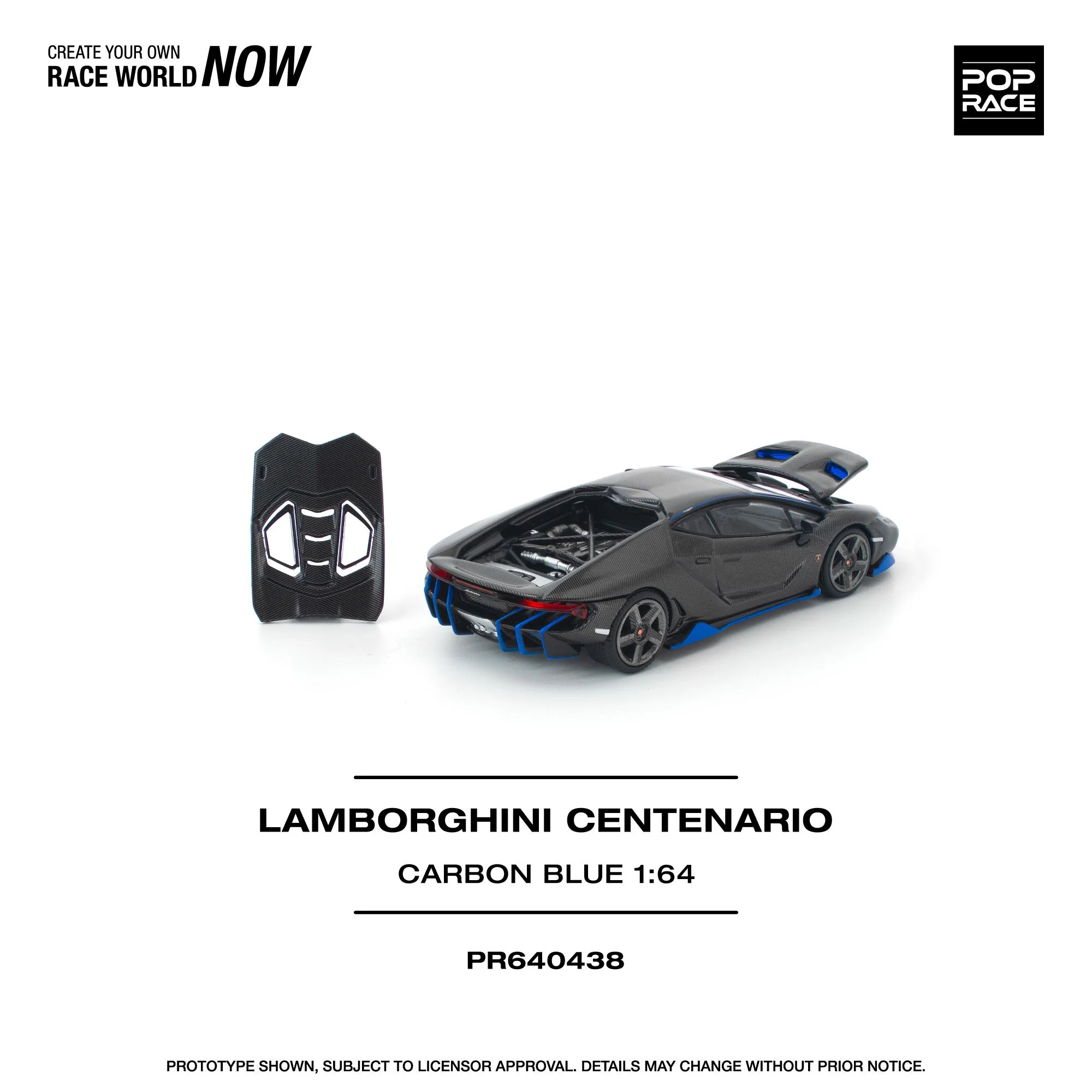 PREORDER POPRACE 1/64 LAMBORGHINI CENTENARIO CARBON BLUE PR640438 (Approx. Release Date: Q3 2026 and subject to the manufacturer's final decision) - Image 3