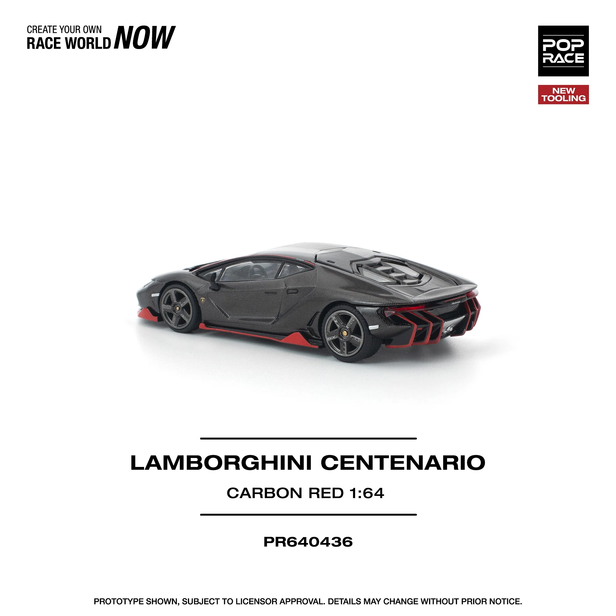 PREORDER POPRACE 1/64 LAMBORGHINI CENTENARIO CARBON/RED PR640436 (Approx. Release Date: Q1 2026 and subject to the manufacturer's final decision) - Image 2