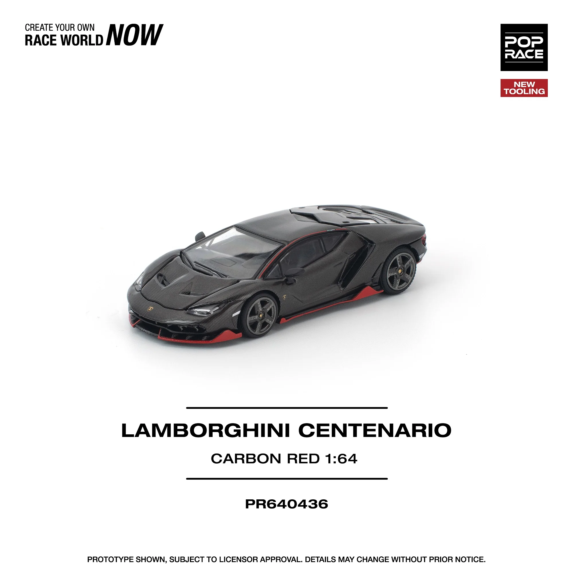 PREORDER POPRACE 1/64 LAMBORGHINI CENTENARIO CARBON/RED PR640436 (Approx. Release Date: Q1 2026 and subject to the manufacturer's final decision) - Image 4