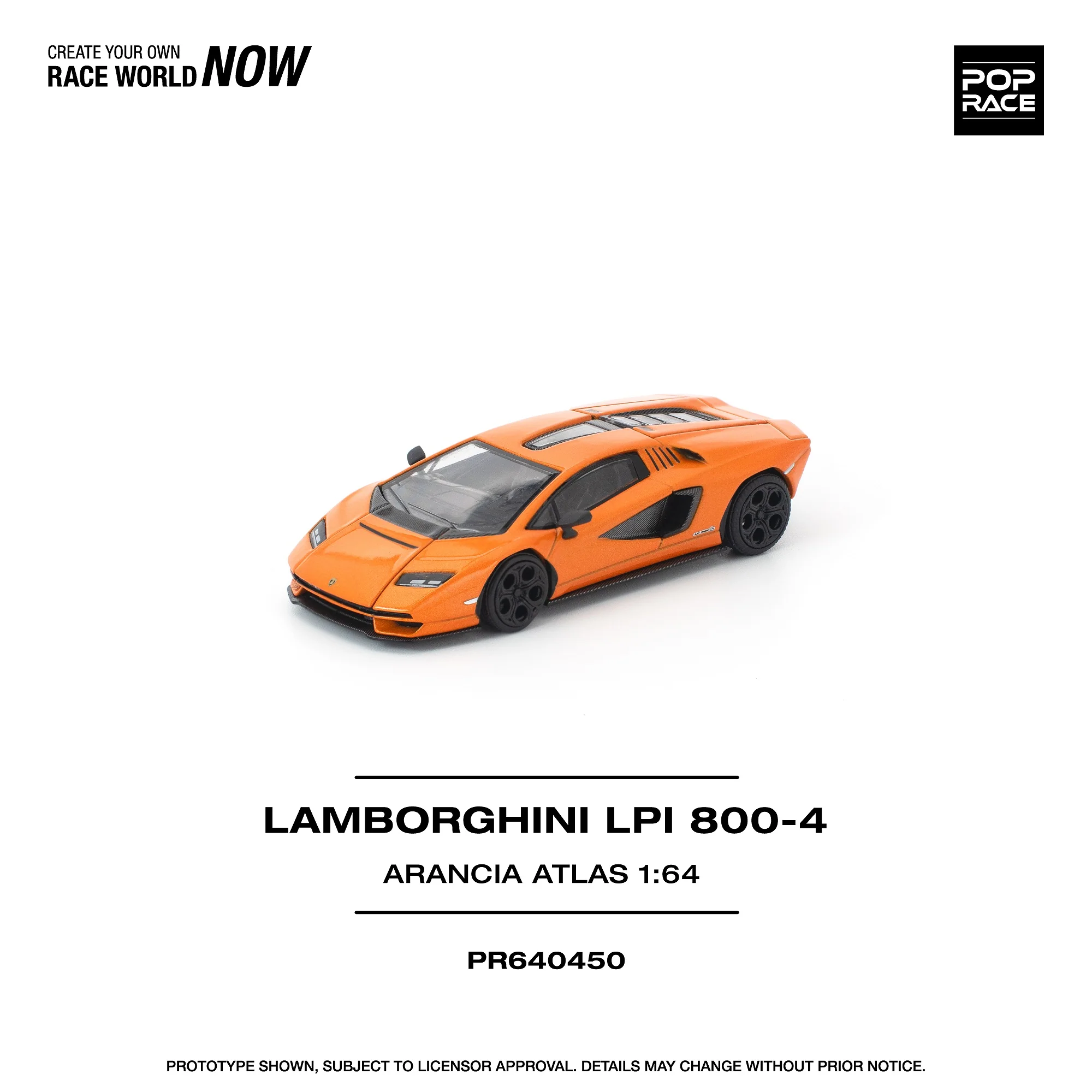 PREORDER POPRACE 1/64 LAMBORGHINI COUNTACH LP1 800-4 ARANCIA ATLAS PR640450 (Approx. Release Date: Q1 2026 and subject to the manufacturer's final decision) - Image 2