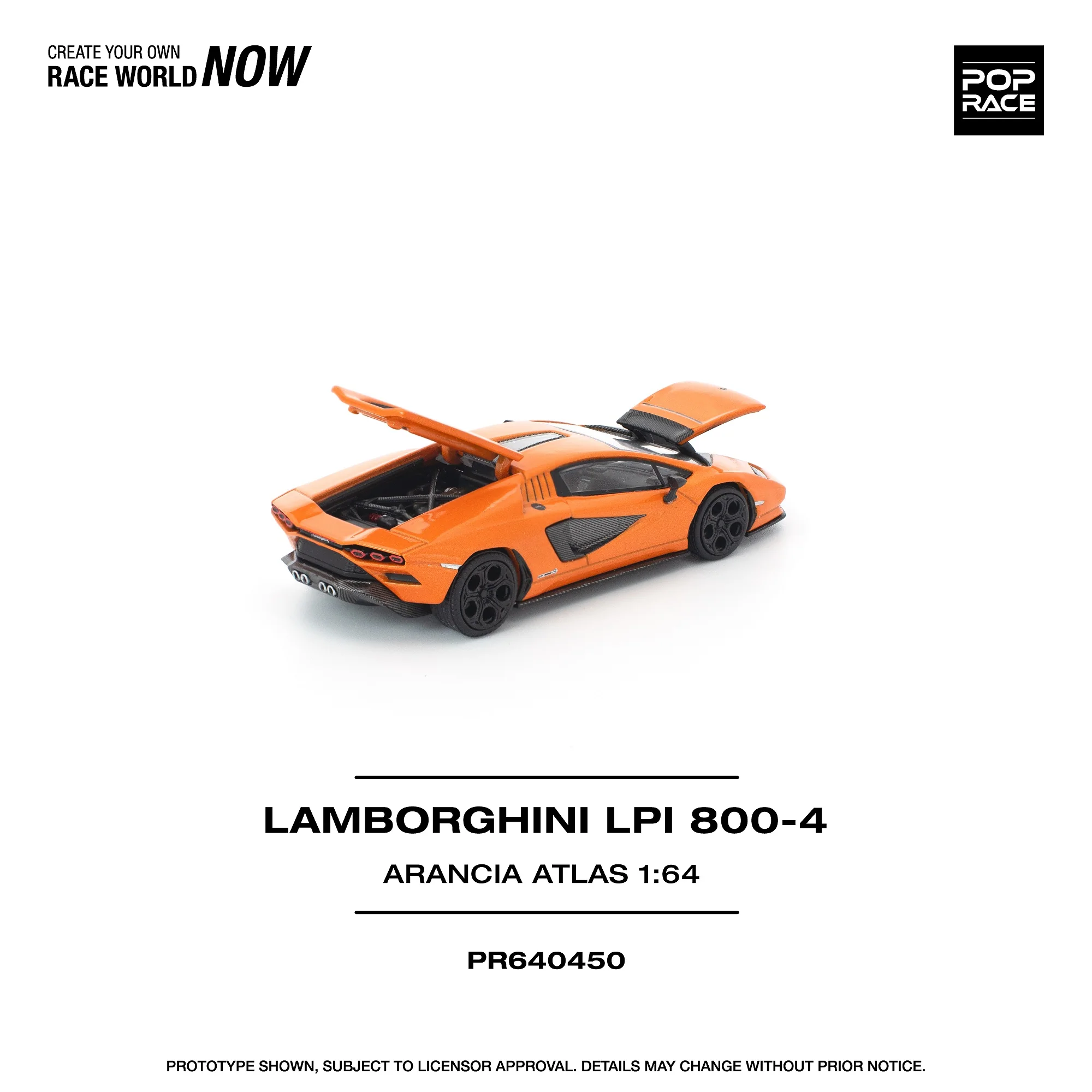 PREORDER POPRACE 1/64 LAMBORGHINI COUNTACH LP1 800-4 ARANCIA ATLAS PR640450 (Approx. Release Date: Q1 2026 and subject to the manufacturer's final decision) - Image 3
