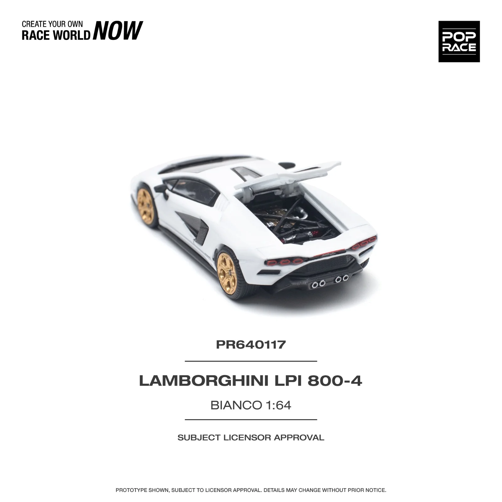 POPRACE 1/64 LAMBORGHINI COUNTACH LPI 800-4 BIANCO SIDERALE PR640117 - Image 2