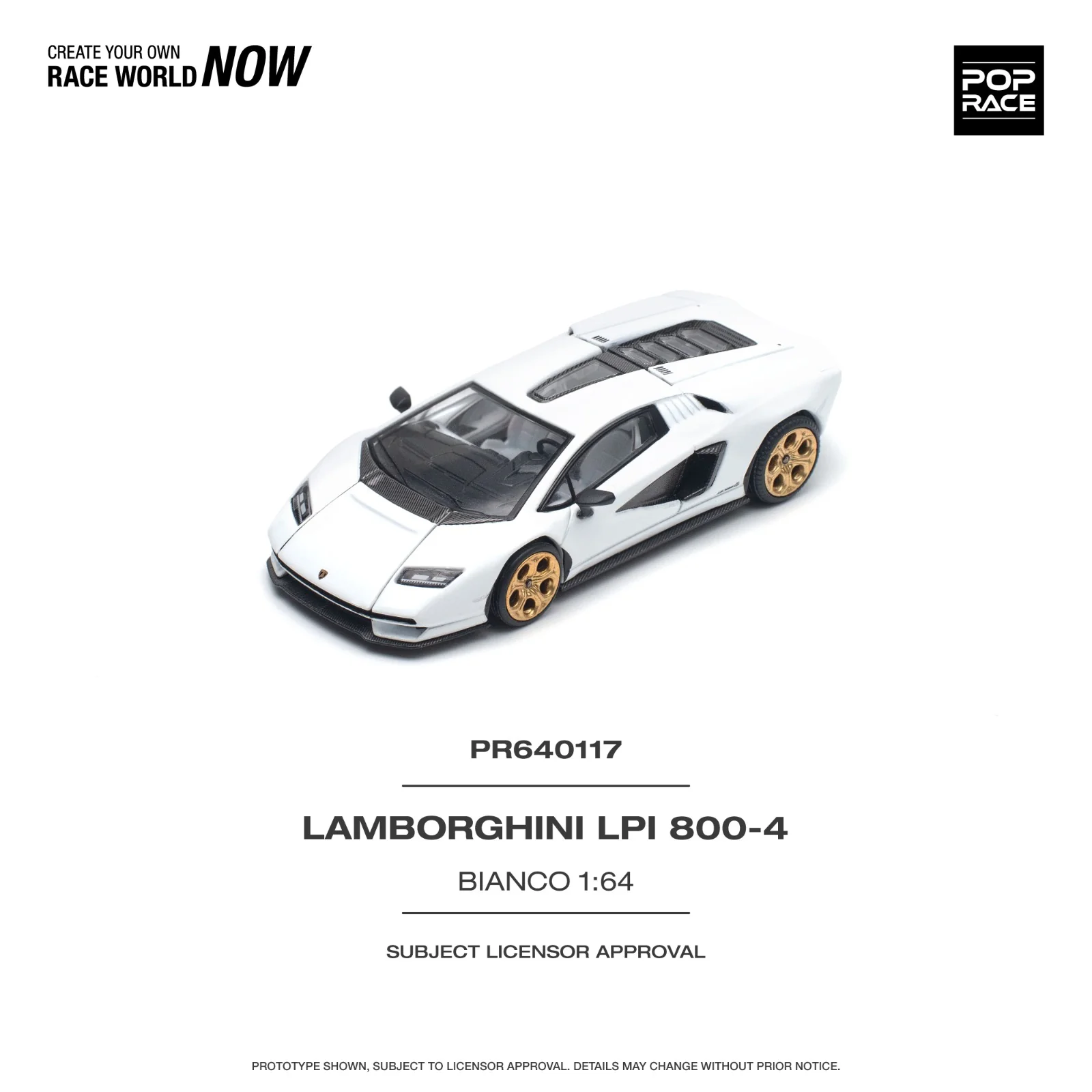 POPRACE 1/64 LAMBORGHINI COUNTACH LPI 800-4 BIANCO SIDERALE PR640117 - Image 3