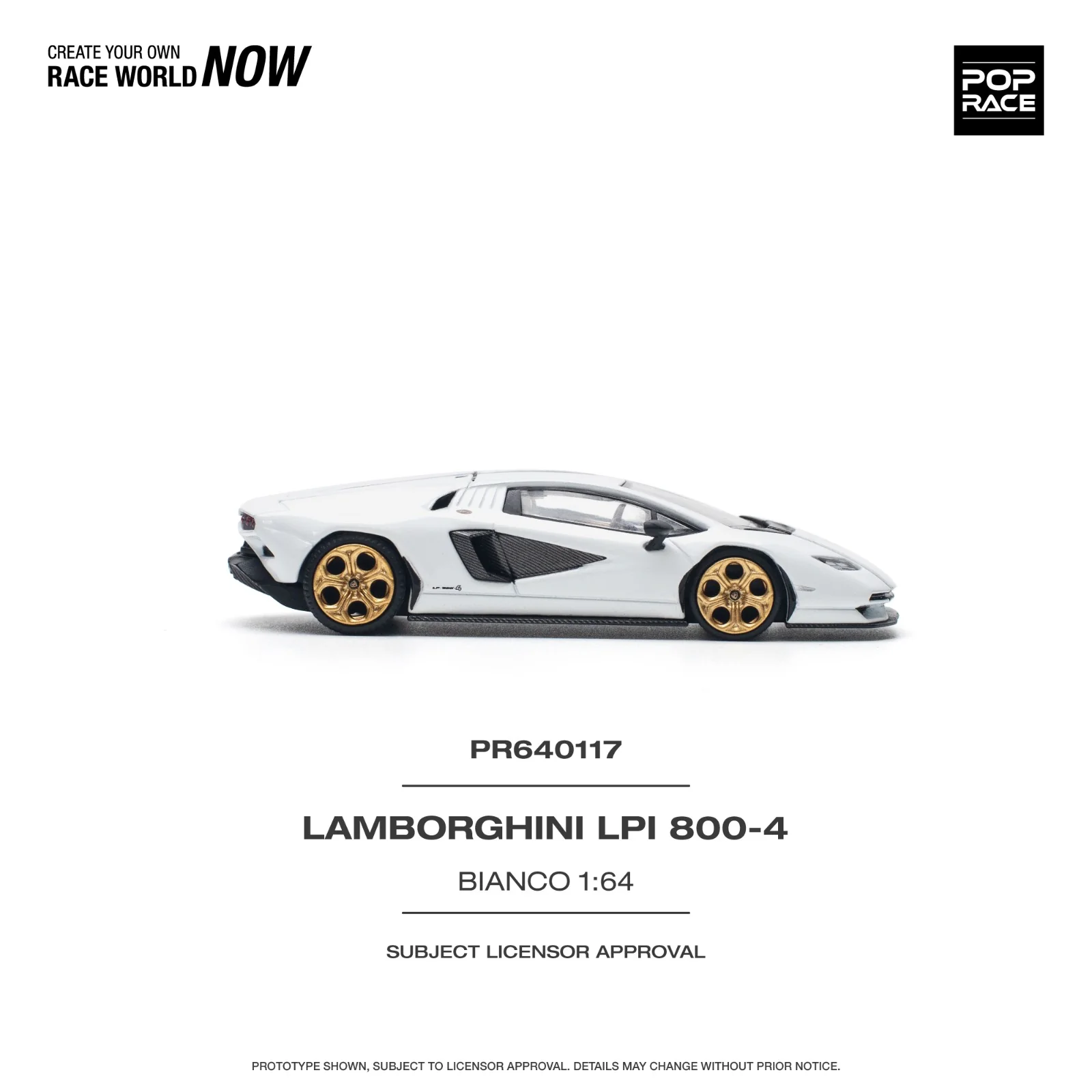 POPRACE 1/64 LAMBORGHINI COUNTACH LPI 800-4 BIANCO SIDERALE PR640117 - Image 4
