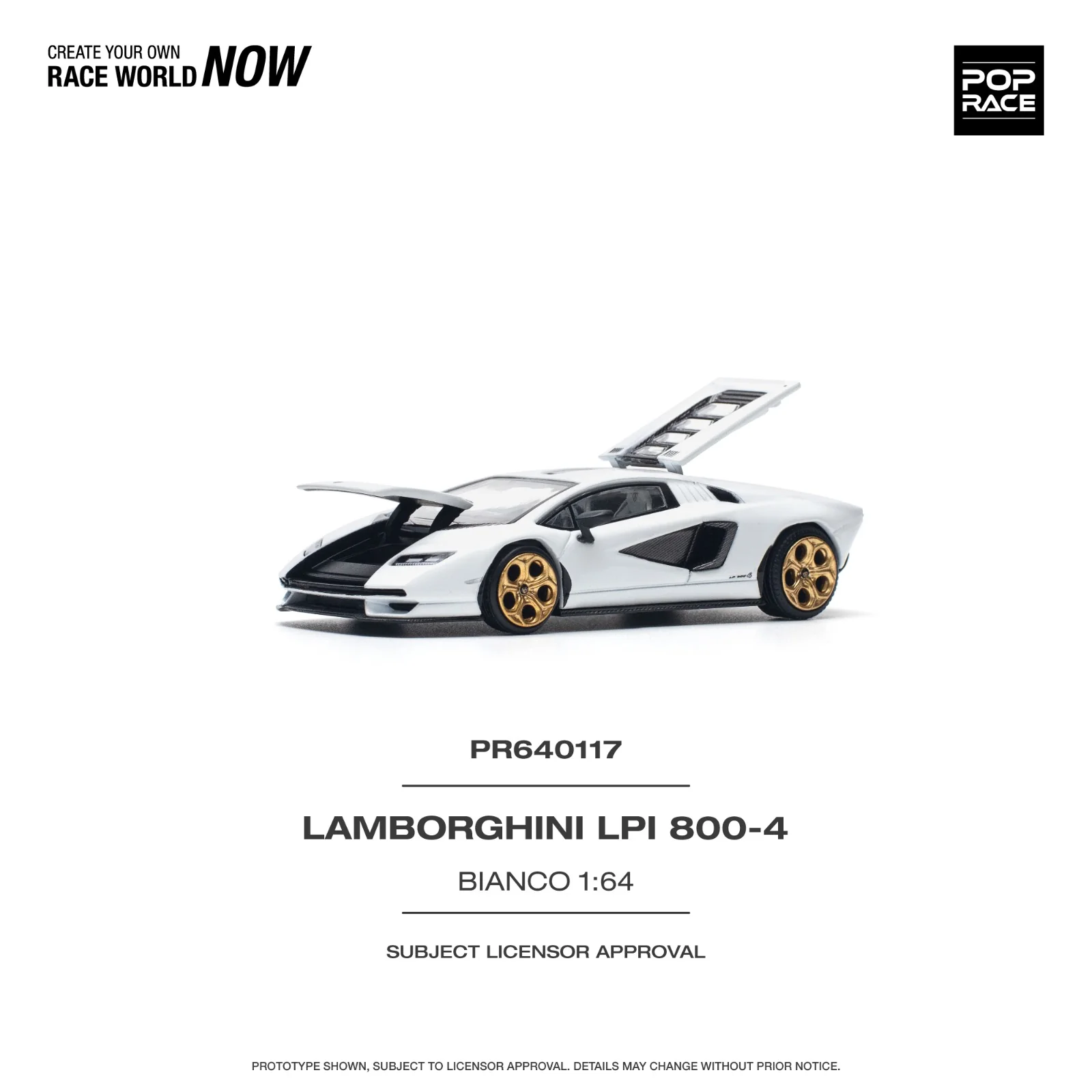 POPRACE 1/64 LAMBORGHINI COUNTACH LPI 800-4 BIANCO SIDERALE PR640117 - Image 5