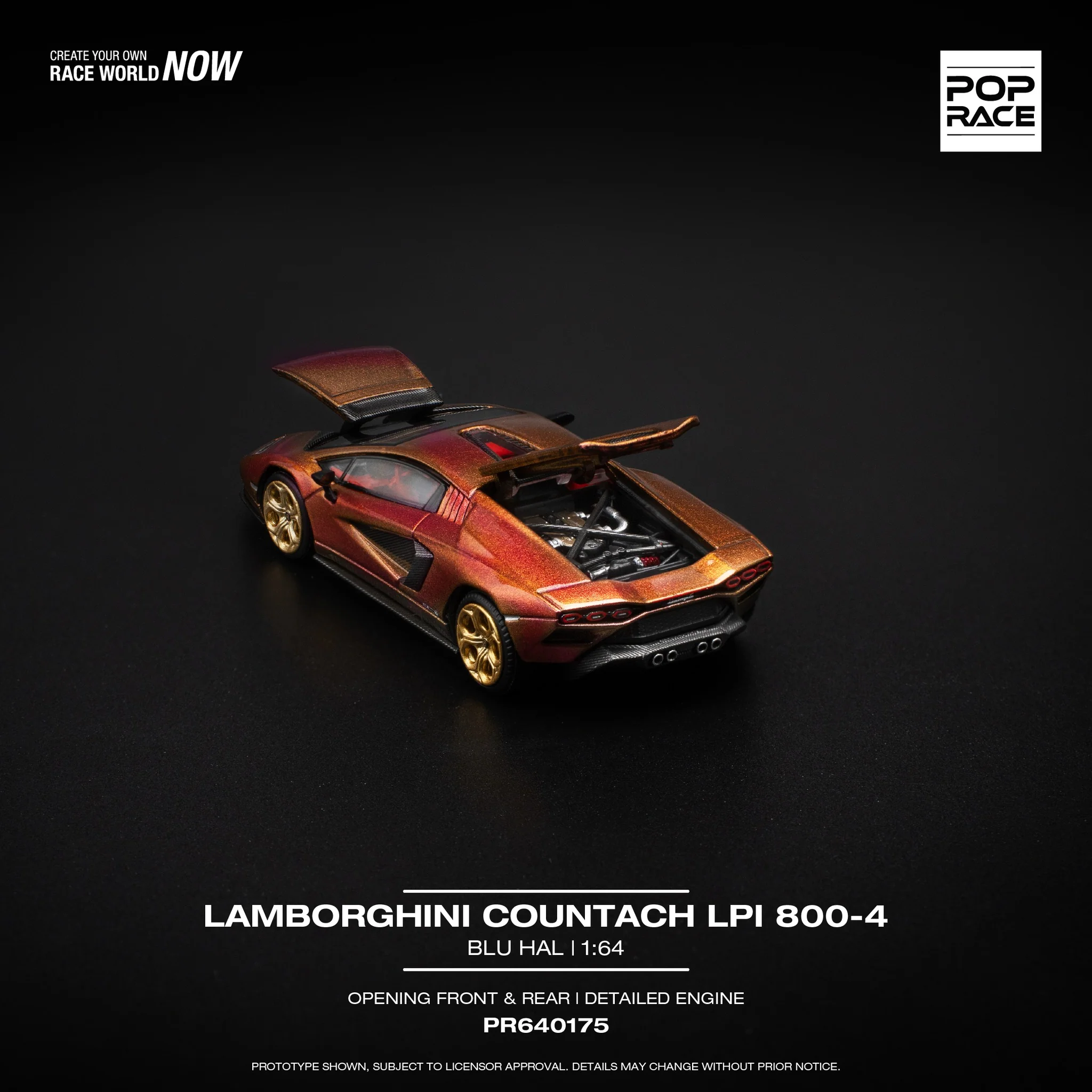 POPRACE 1/64 LAMBORGHINI COUNTACH LPI 800-4 - BLU HAL PR640175 - Image 2