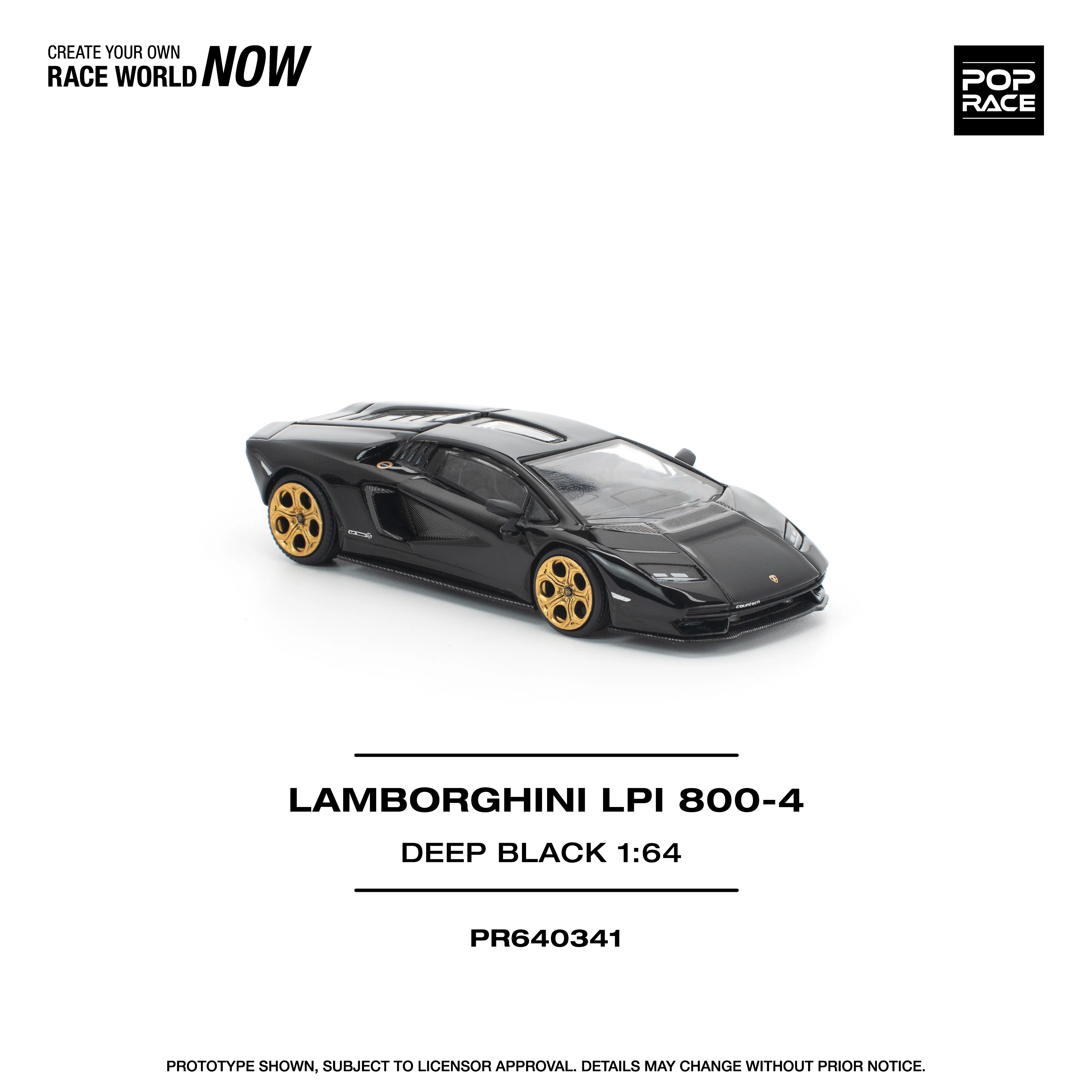 PREORDER POPRACE 1/64 LAMBORGHINI COUNTACH LPI 800-4 DEEP BLACK PR640341 (Approx. Release Date: Q4 2025 and subject to the manufacturer's final decision) - Image 3