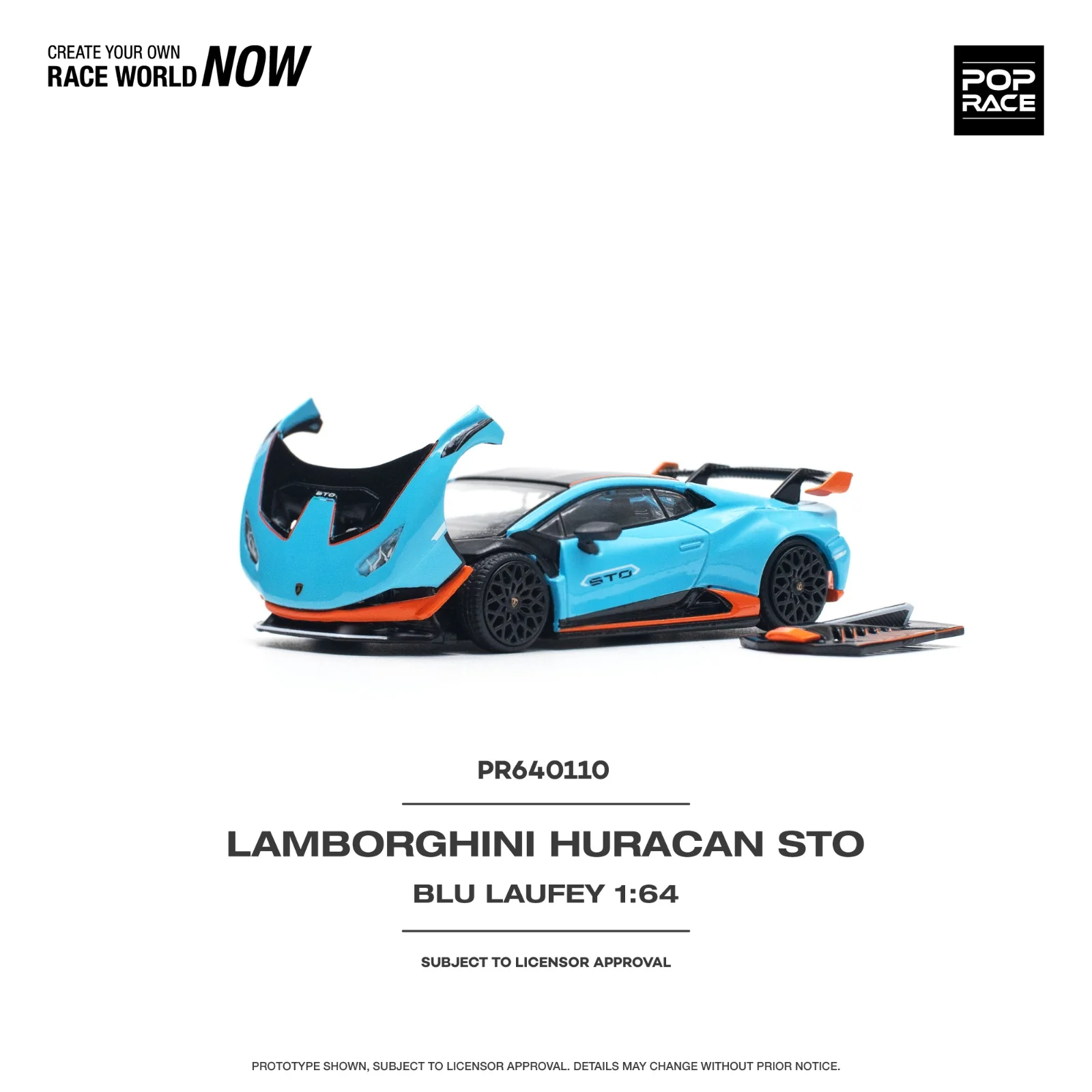 POPRACE 1/64 LAMBORGHINI HURACÁN STO BLU LAUFEY/ARANCIO XANTO PR640110 - Image 2