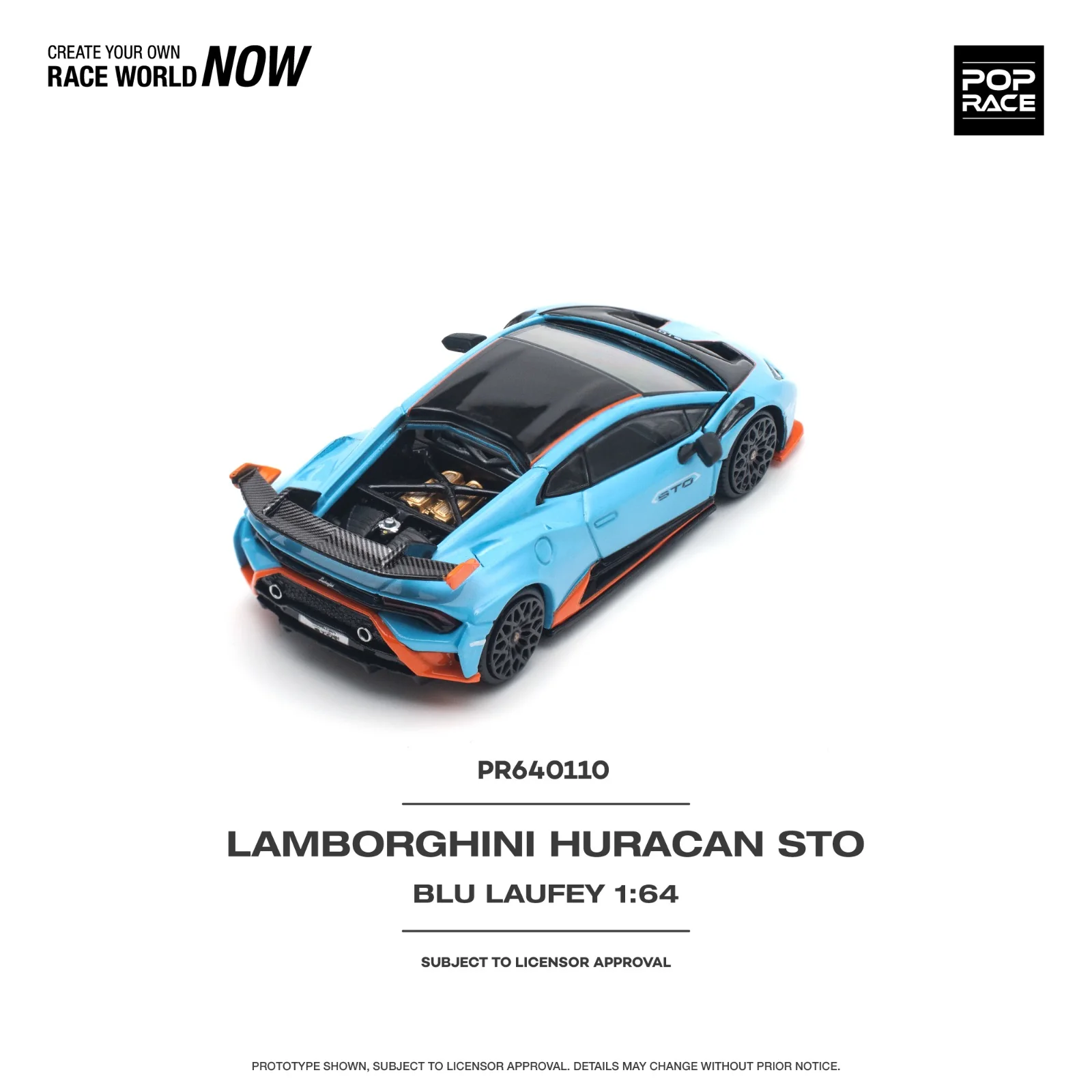 POPRACE 1/64 LAMBORGHINI HURACÁN STO BLU LAUFEY/ARANCIO XANTO PR640110 - Image 4