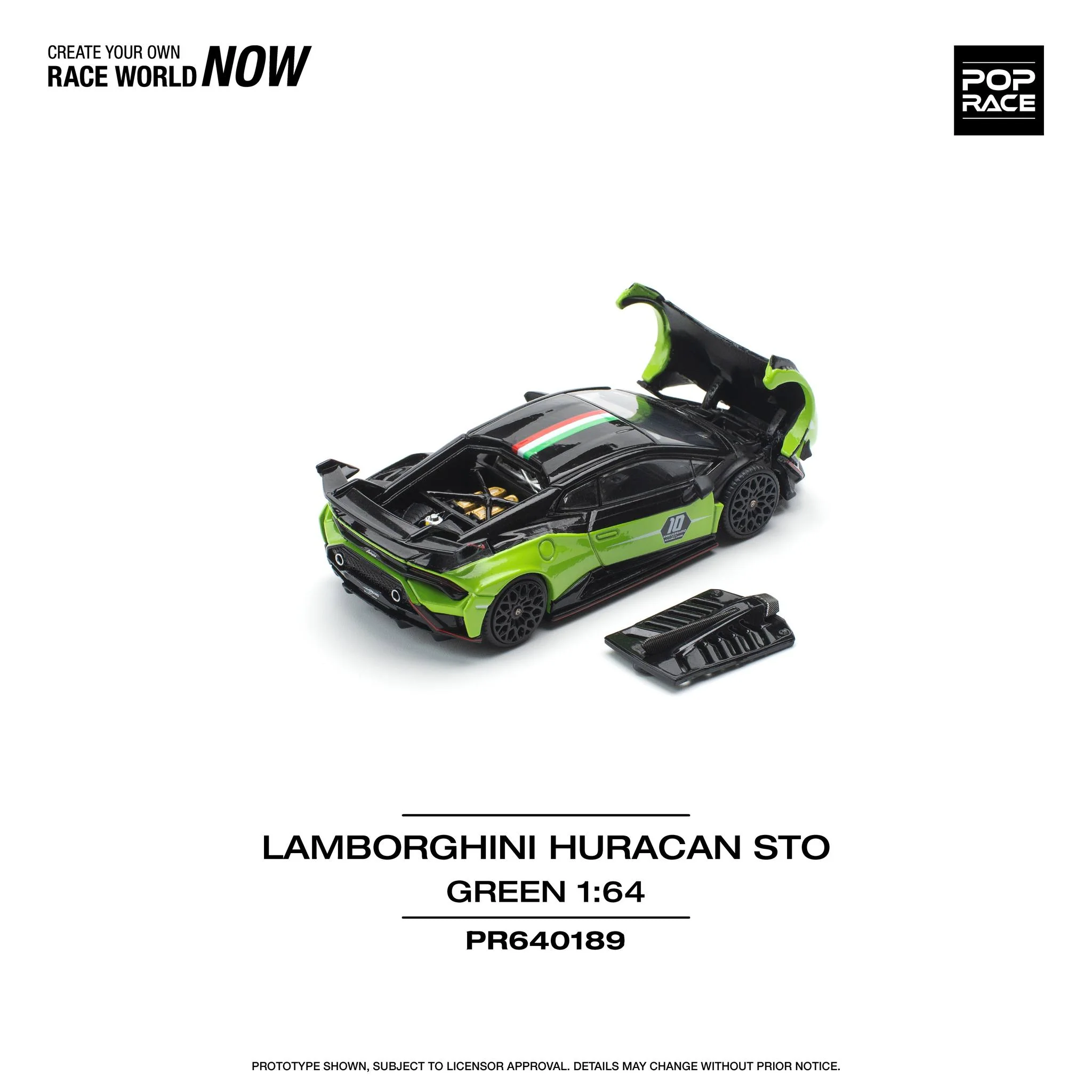 PREORDER POPRACE 1/64 LAMBORGHINI HURACAN STO (LP640-2) 10 ANNIVERSARIO - GREEN/BLACK PR640189 (Approx. Release Date: Q1 2025 and subject to the manufacturer's final decision) - Image 2