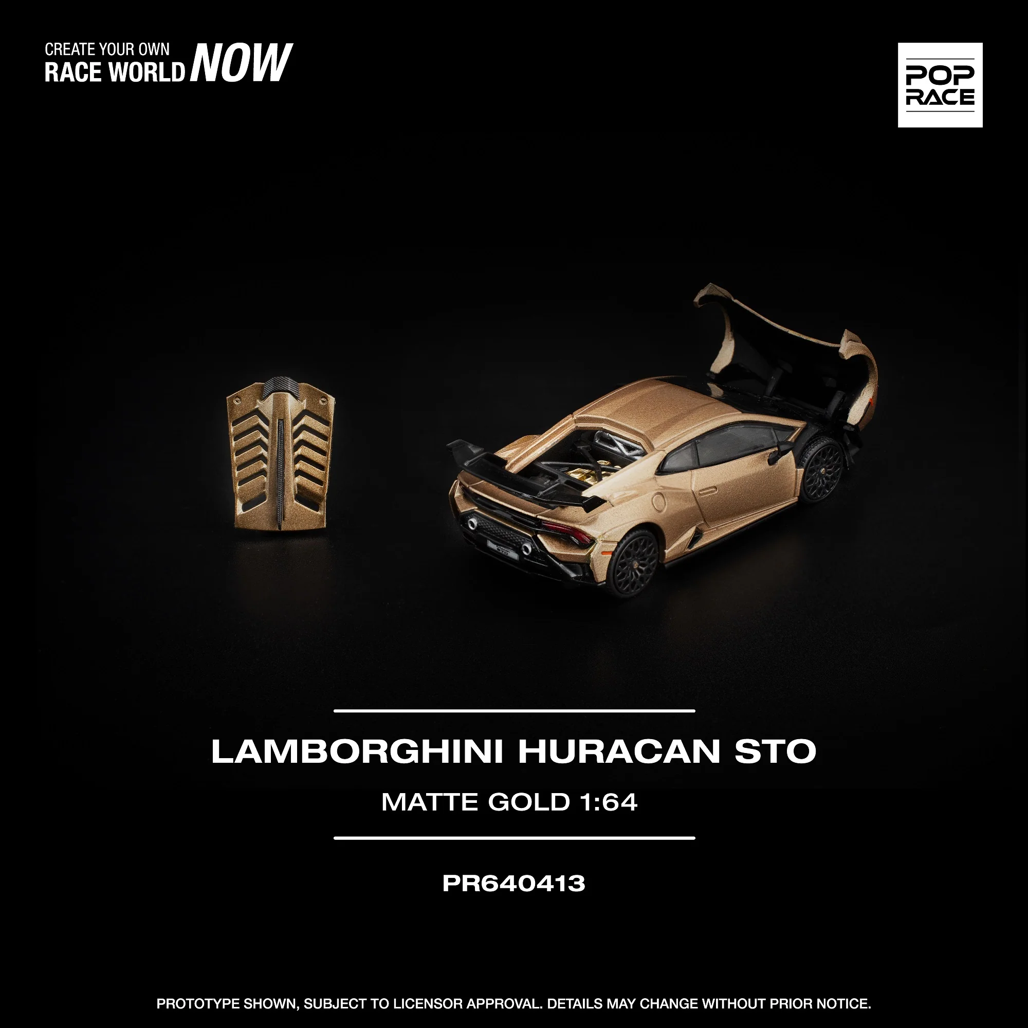PREORDER POPRACE 1/64 LAMBORGHINI HURACAN STO MATTE GOLD PR640413 (Approx. Release Date: Q1 2026 and subject to the manufacturer's final decision) - Image 2