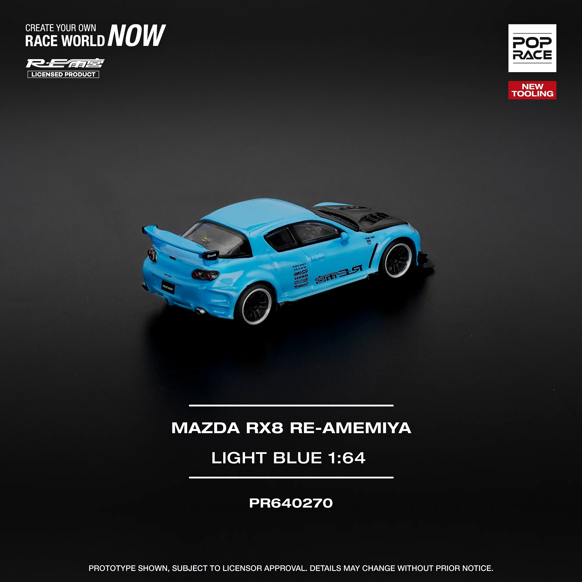 POPRACE 1/64 MAZDA RX-8 RE-AMEMIYA - LIGHT BLUE PR640270 - Image 2