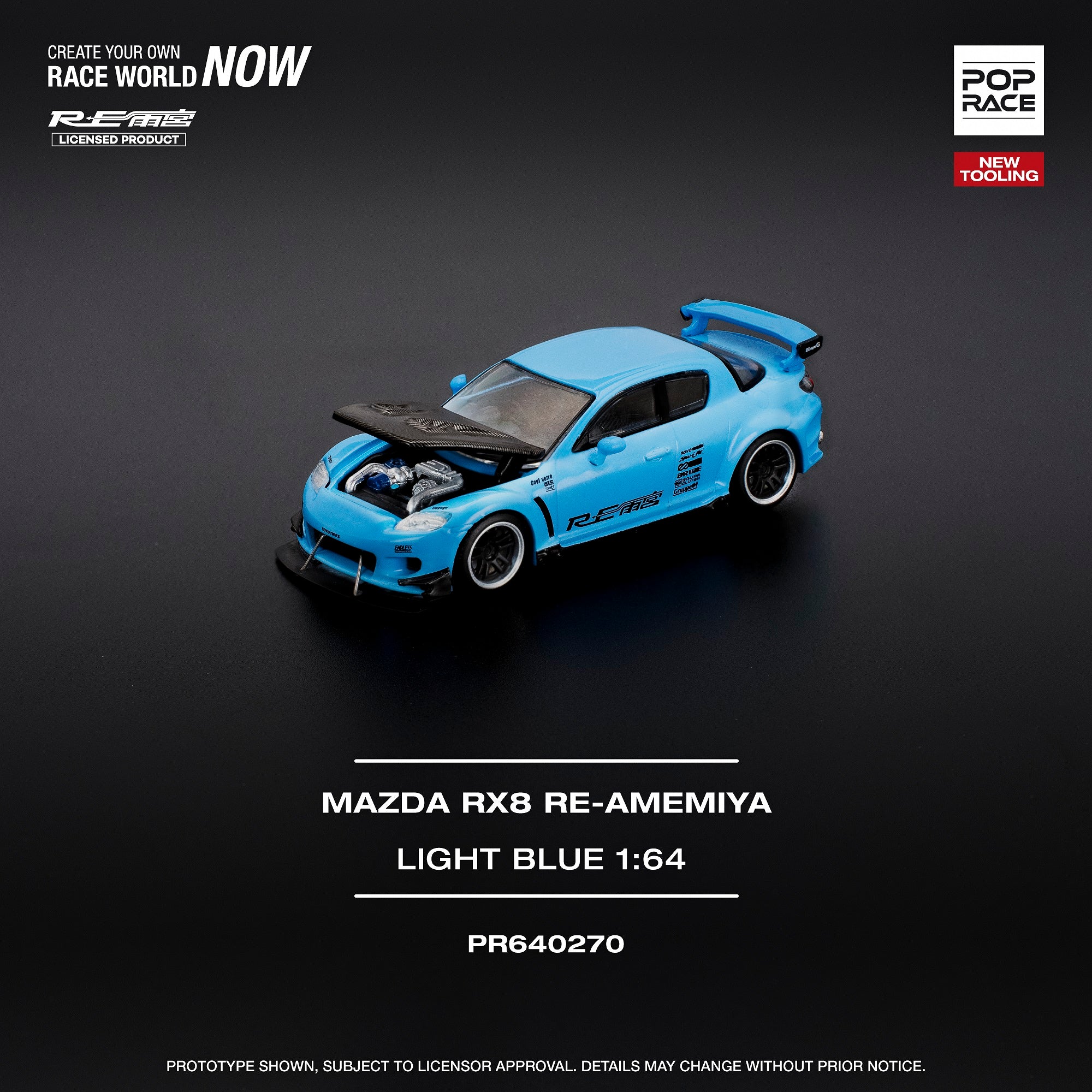 POPRACE 1/64 MAZDA RX-8 RE-AMEMIYA - LIGHT BLUE PR640270 - Image 3