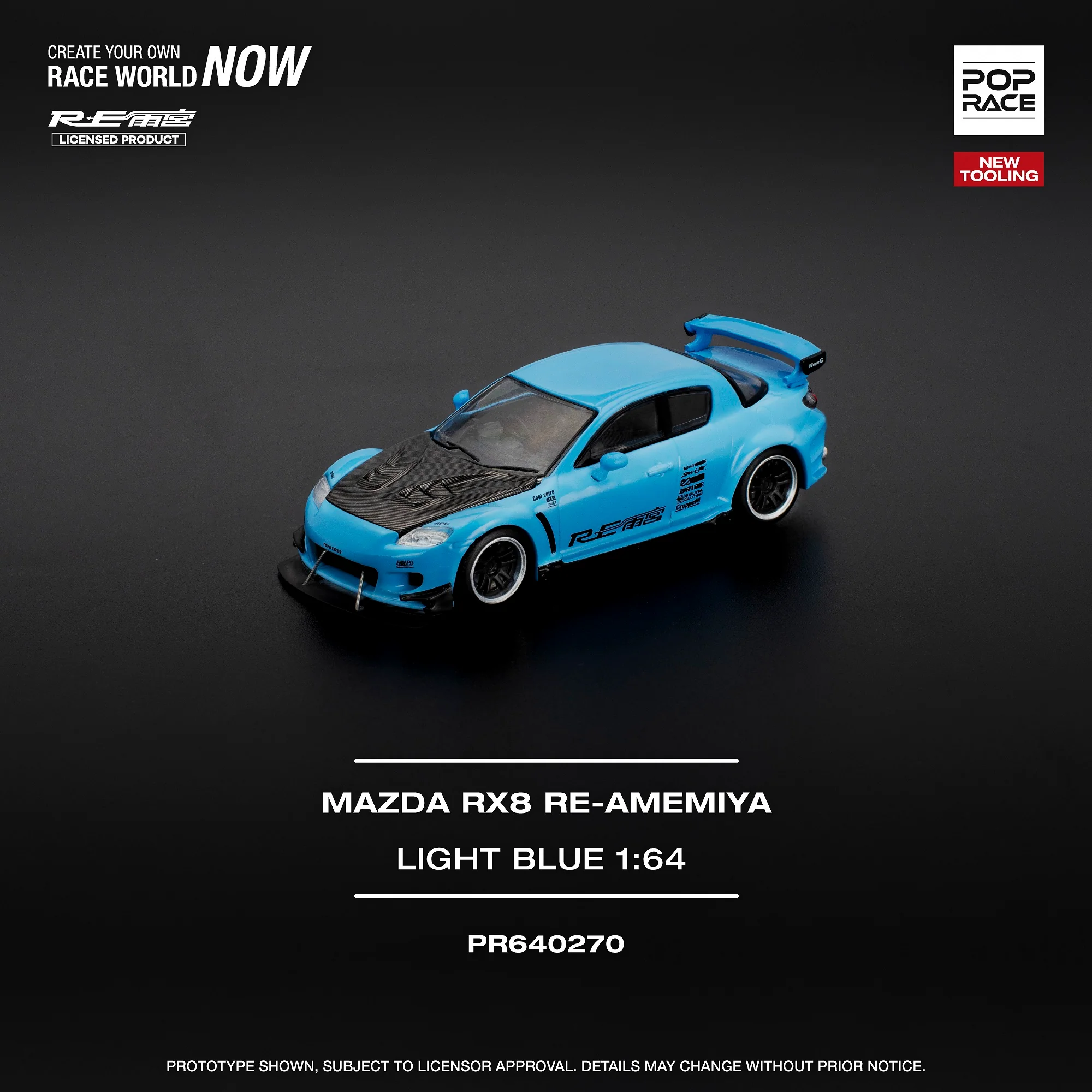 POPRACE 1/64 MAZDA RX-8 RE-AMEMIYA - LIGHT BLUE PR640270 - Image 4