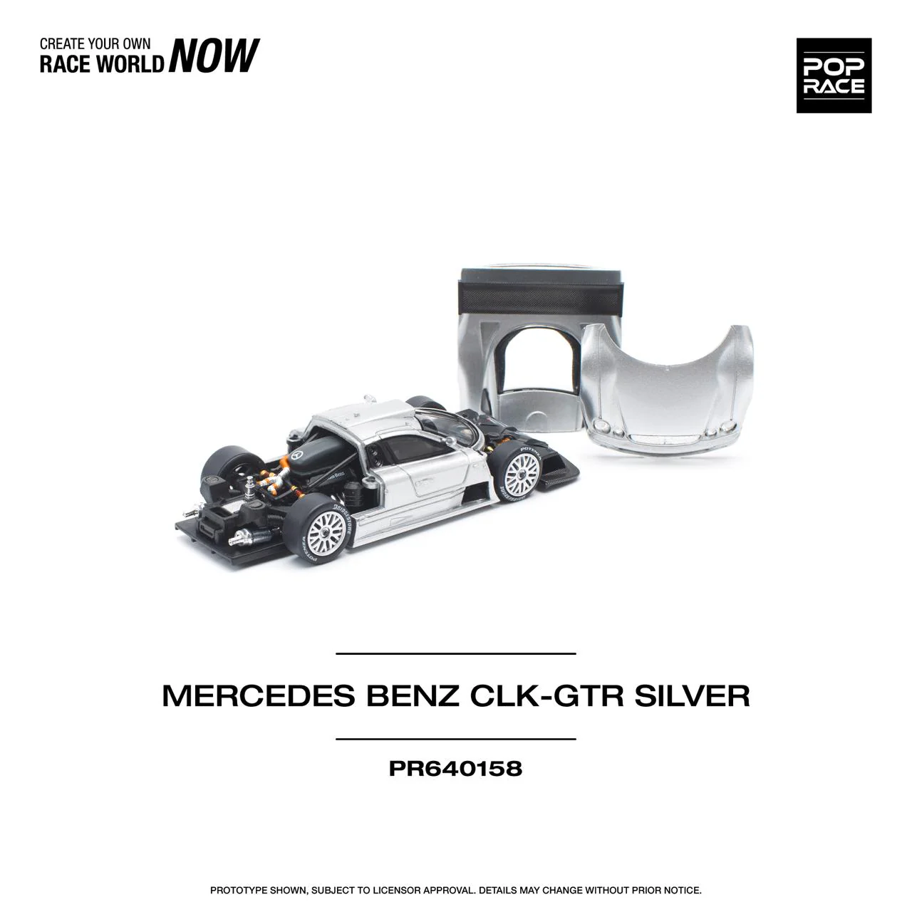 POPRACE 1/64 MERCEDES-BENZ AMG CLK GTR - SILVER PR640158 - Image 3