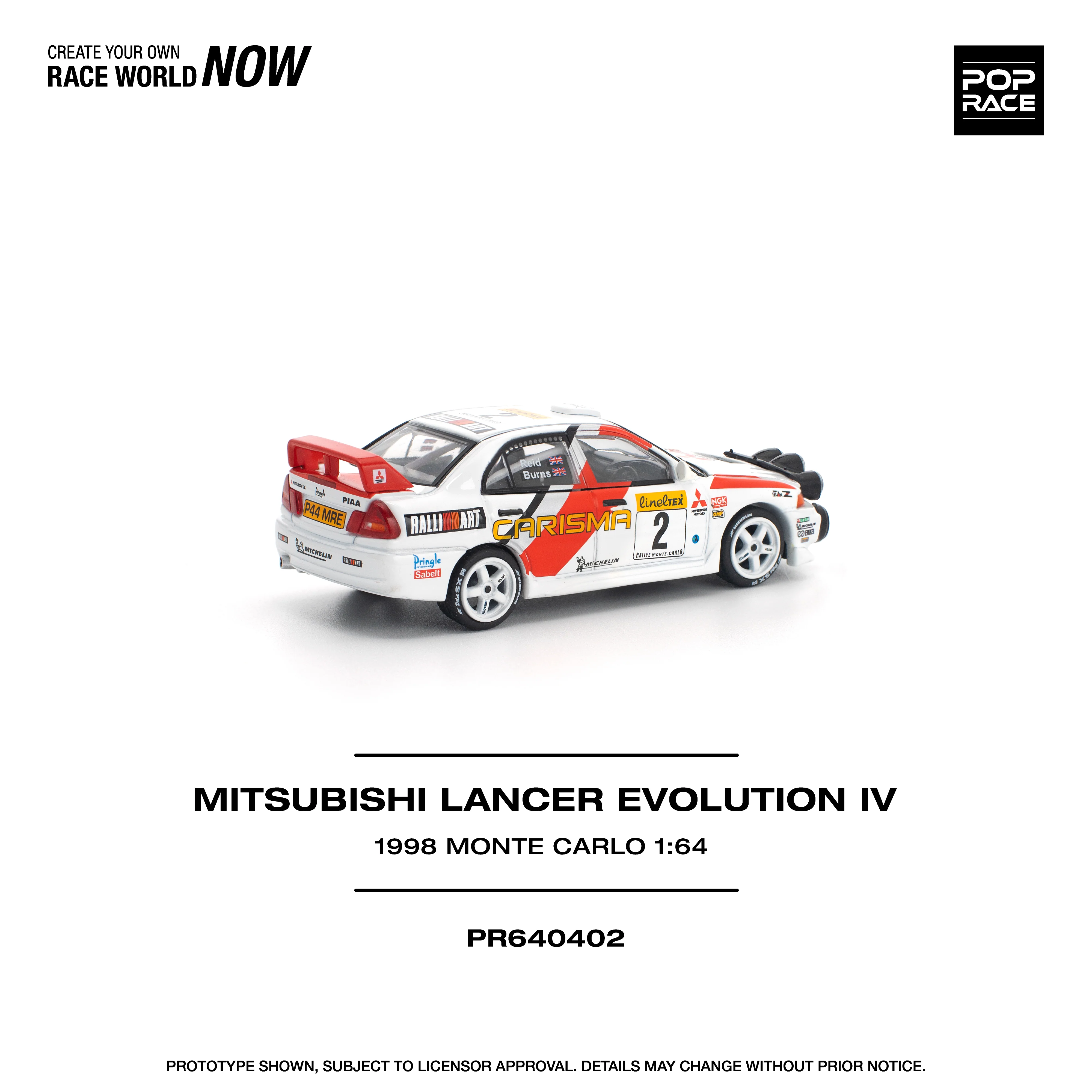 PREORDER POPRACE 1/64 MITSUBISHI LANCER EVOLUTION IV - 1998 MONTE CARLO RALLY PR640402 (Approx. Release Date: Q1 2026 and subject to the manufacturer's final decision) - Image 3