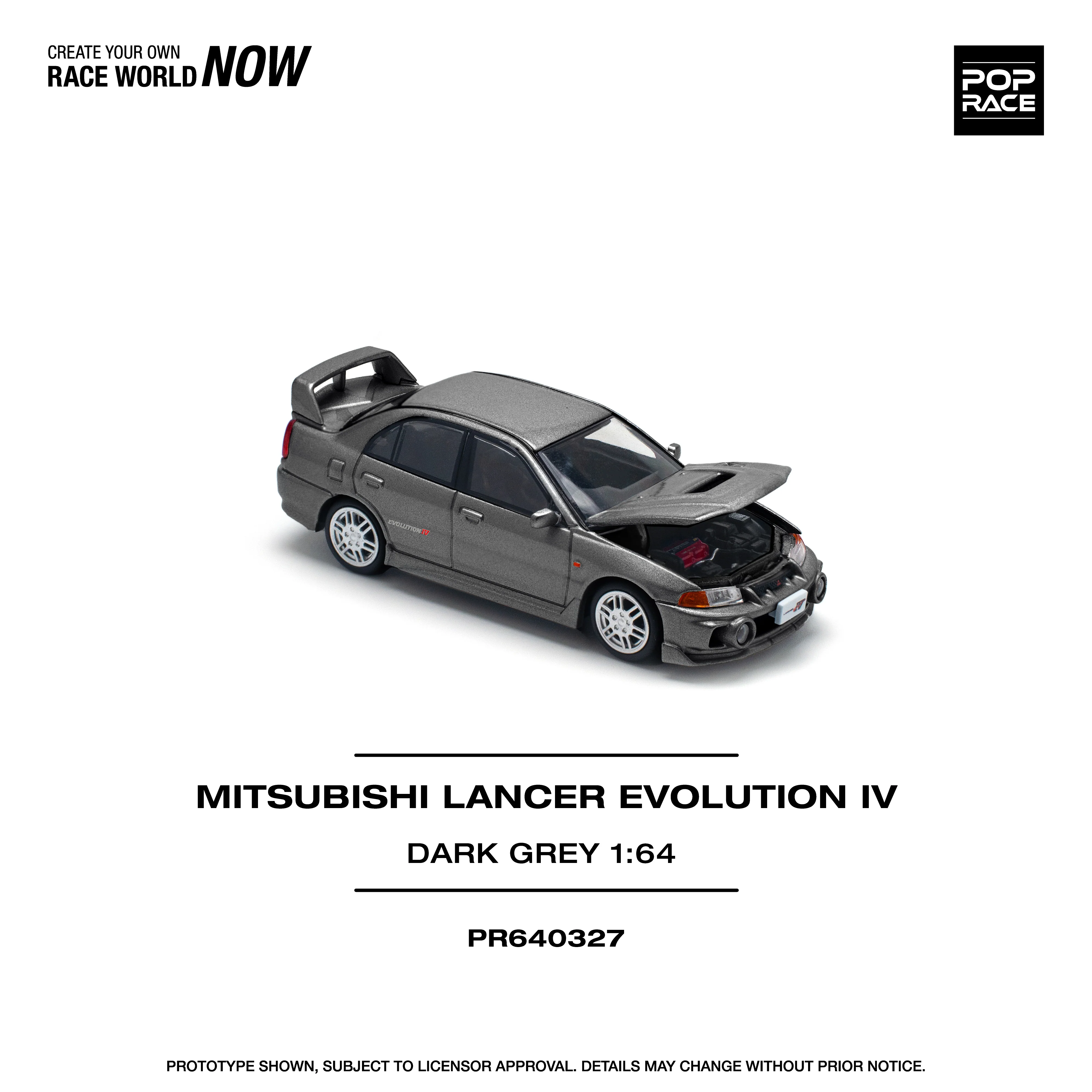 POPRACE 1/64 MITSUBISHI LANCER EVOLUTION IV DARK GREY PR640327 - Image 2