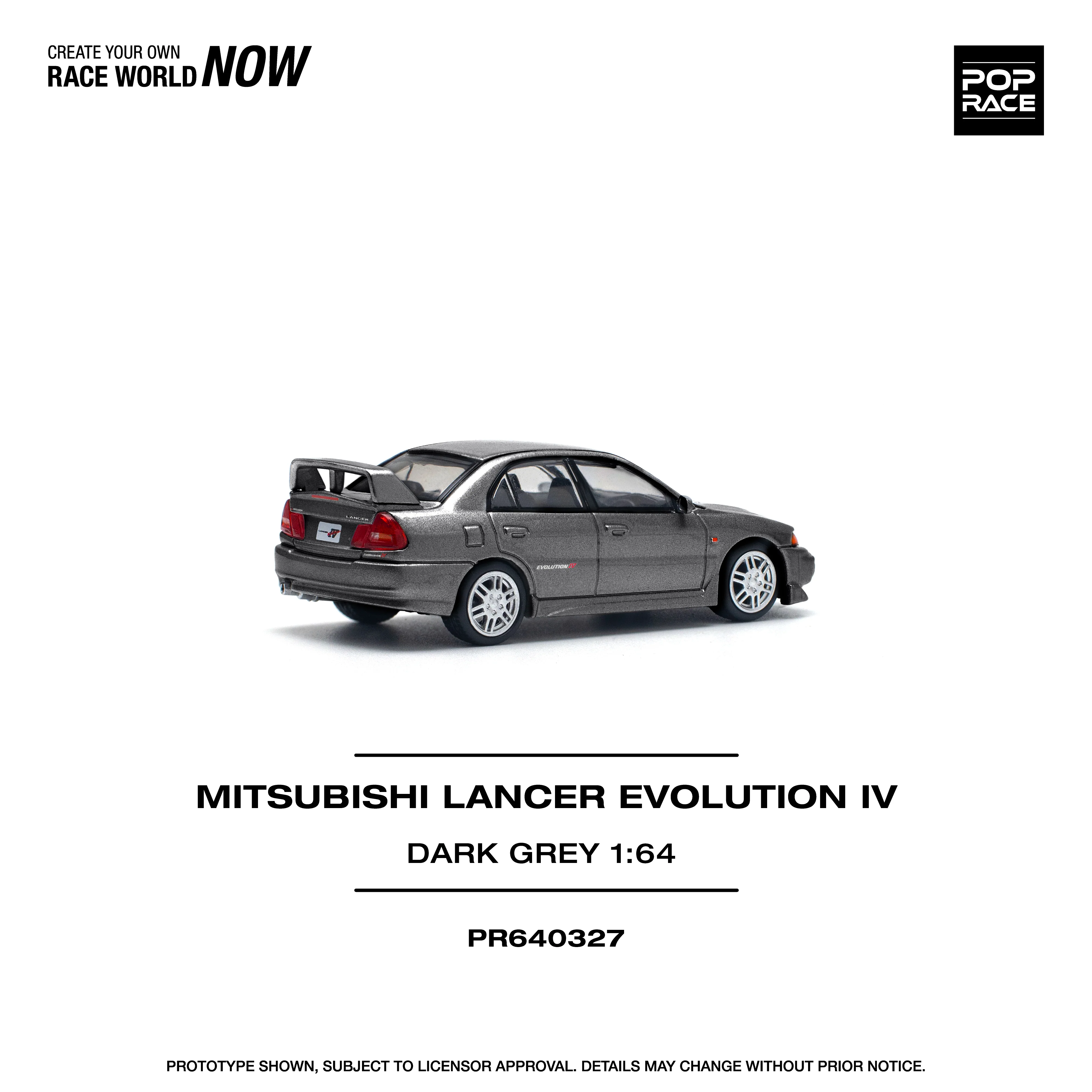 POPRACE 1/64 MITSUBISHI LANCER EVOLUTION IV DARK GREY PR640327 - Image 3