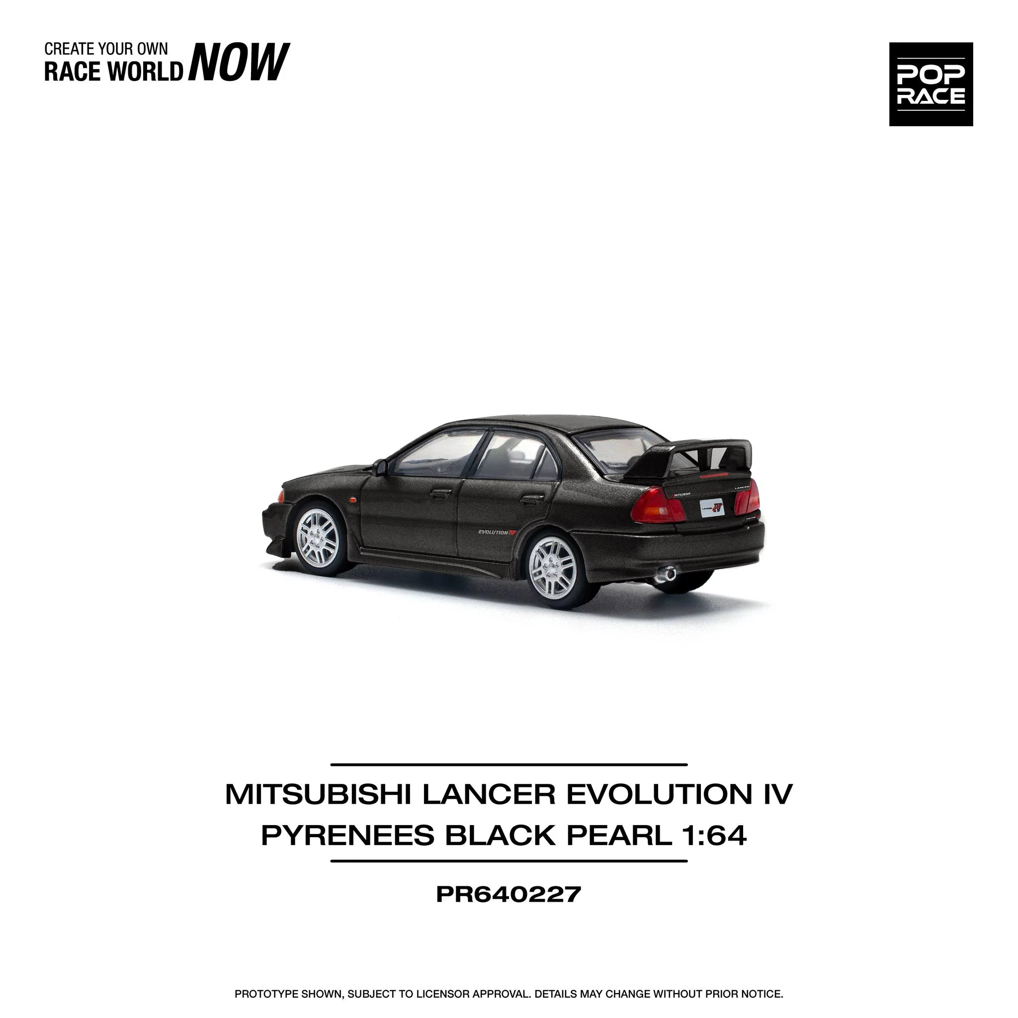 POPRACE 1/64 MITSUBISHI LANCER EVOLUTION IV - PYRENEES BLACK PEARL PR640227 - Image 2