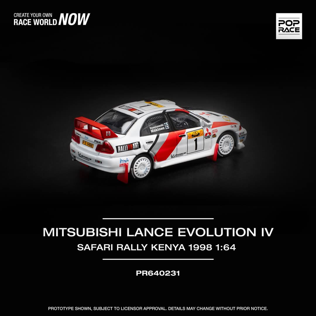POPRACE 1/64 MITSUBISHI LANCER EVOLUTION IV SAFARI RALLY KENYA 1998 PR640231 - Image 2