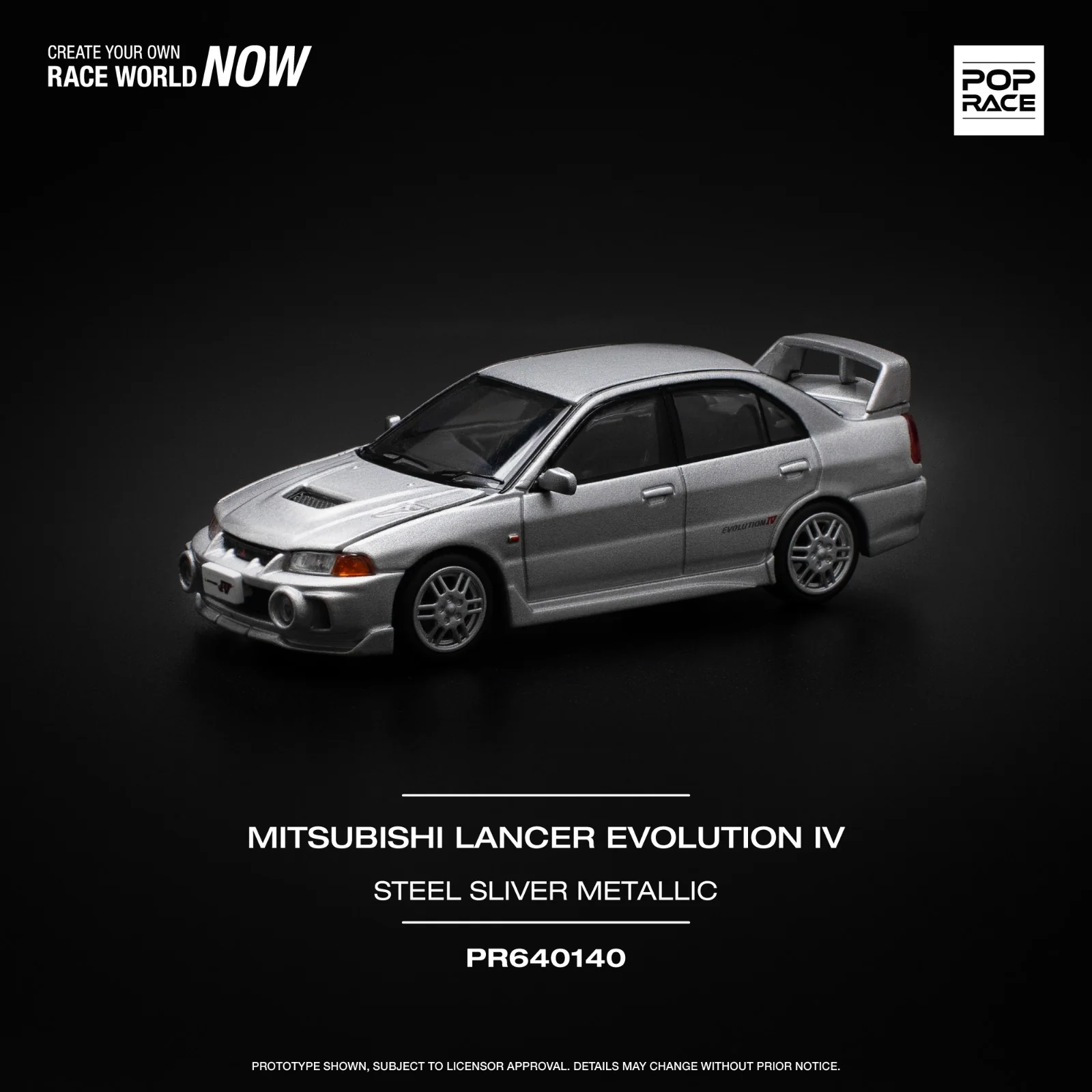 POPRACE 1/64 MITSUBISHI LANCER EVOLUTION IV - STEEL SILVER PR640140 - Image 5